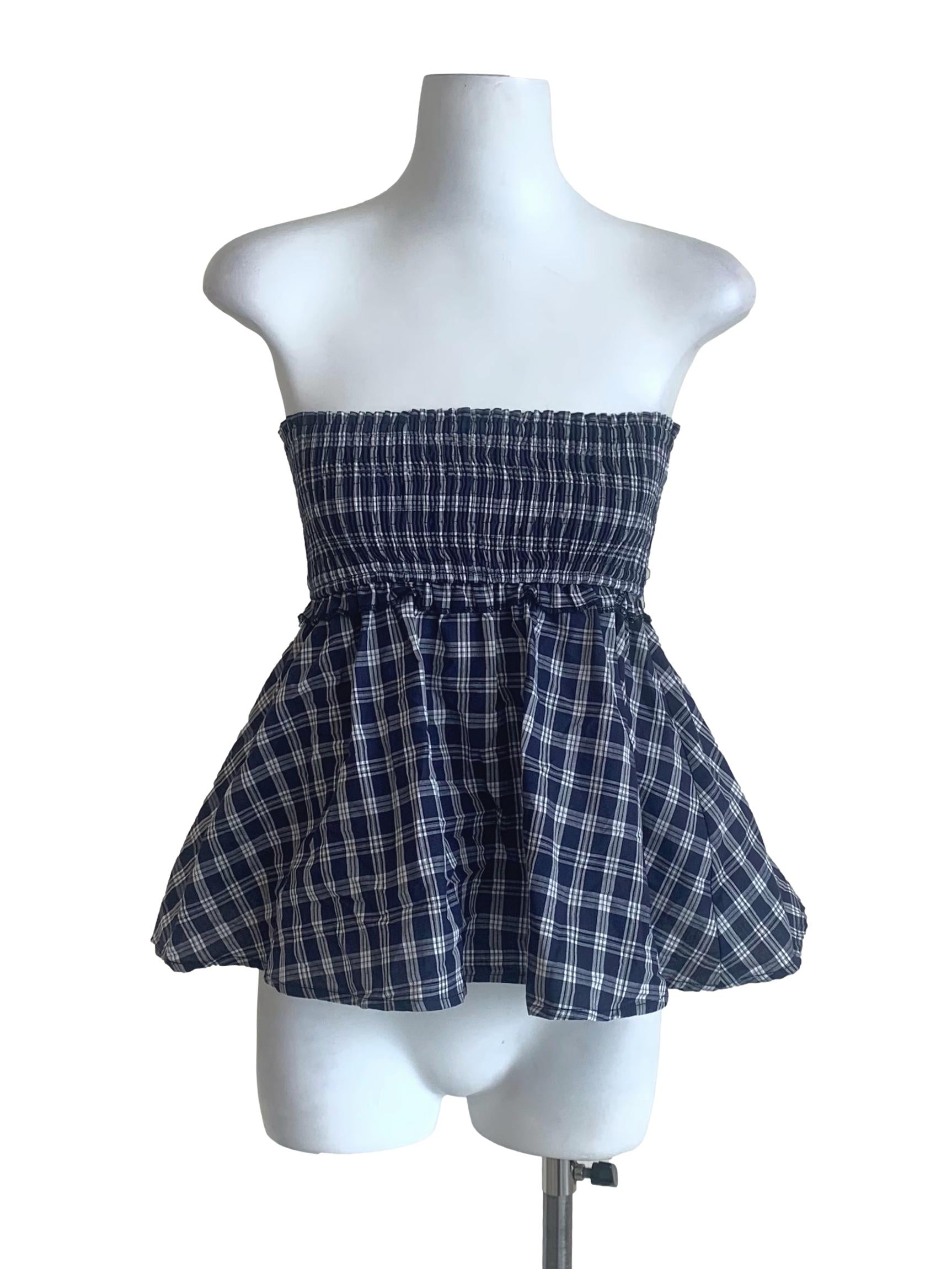 Berry Blue Gingham Tube Top TTR