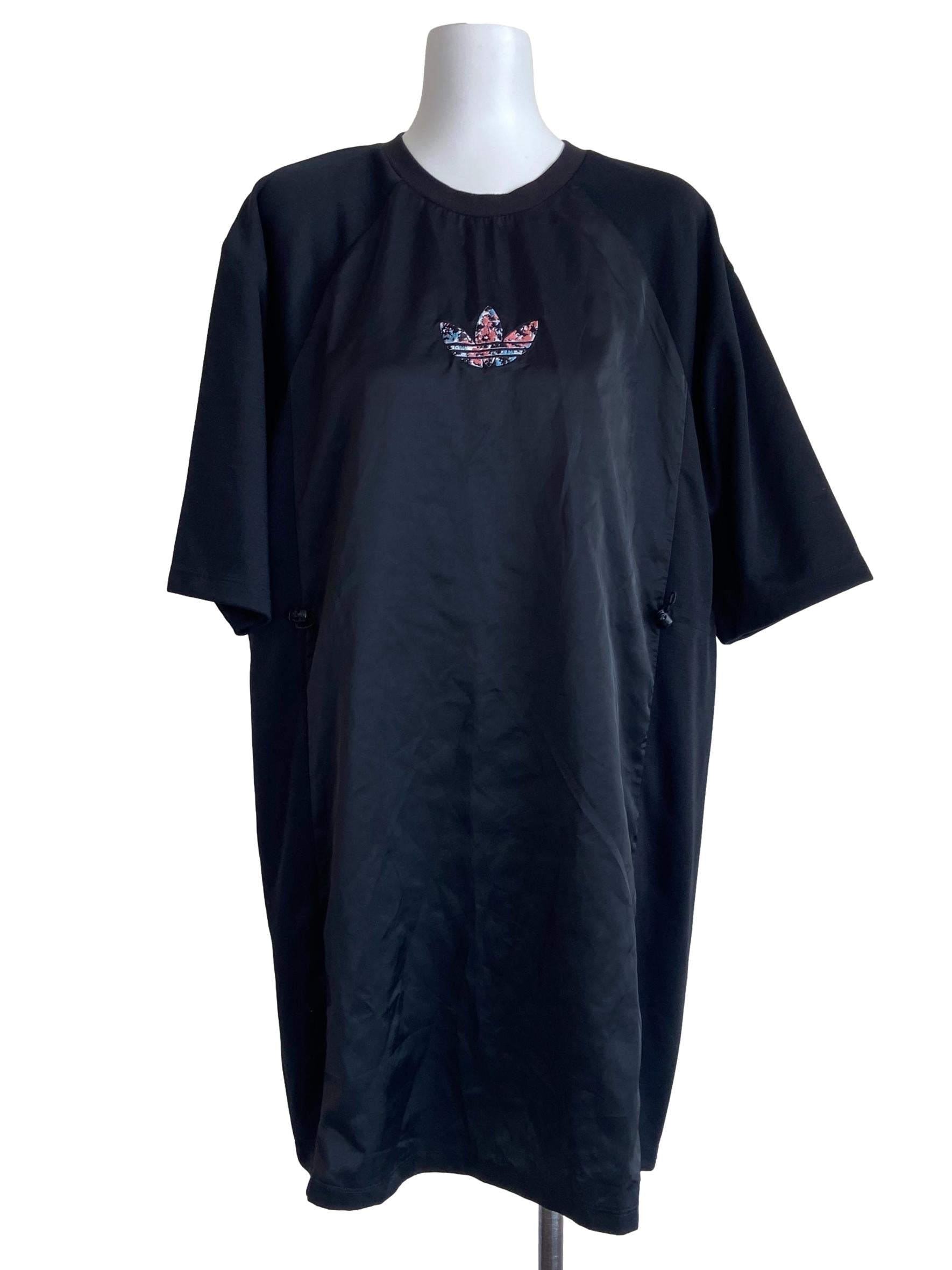 Black Logo Pegged Waist Tee Dress