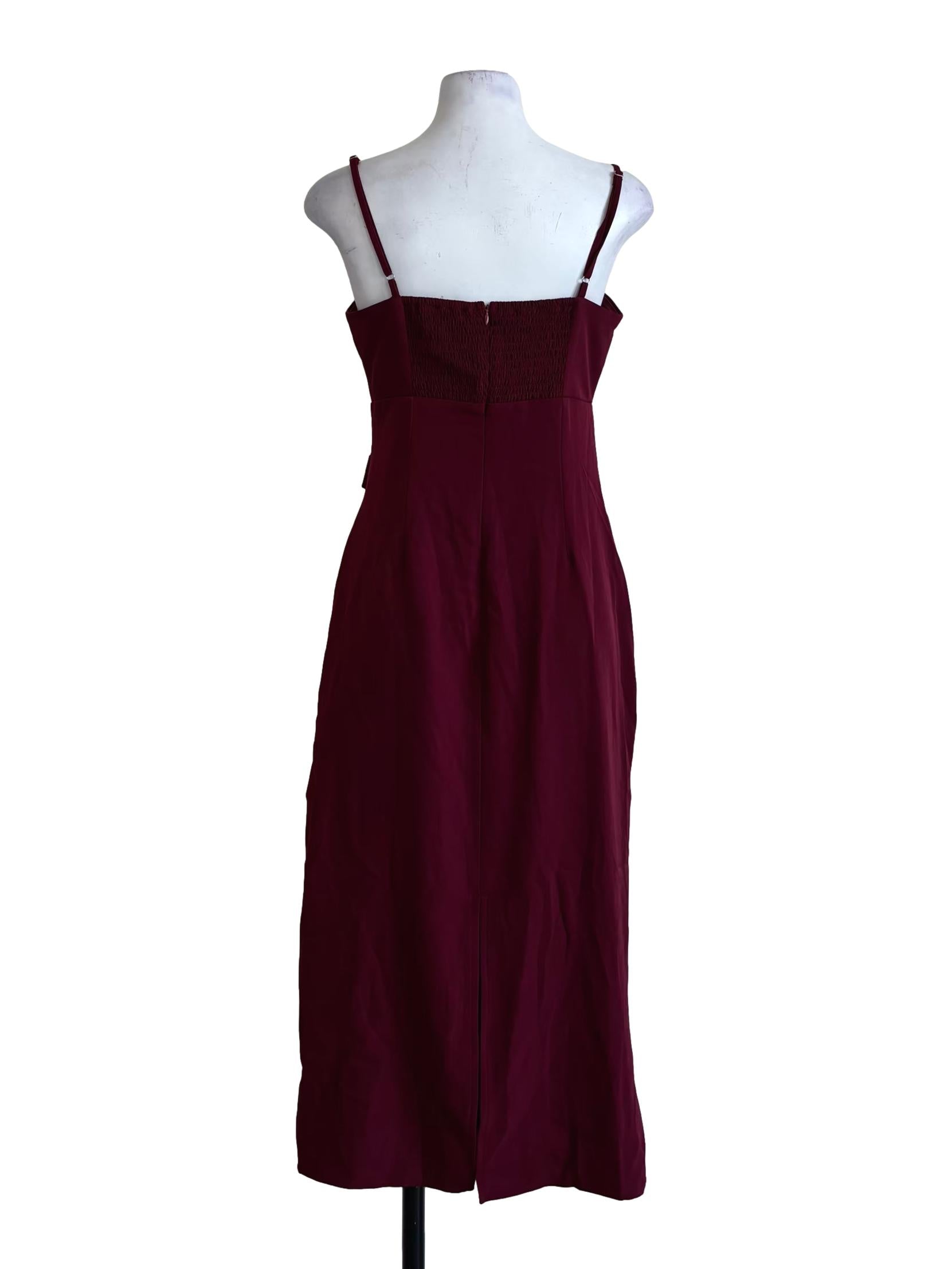 Wine Red Spaghetti Strap Pencil Dress