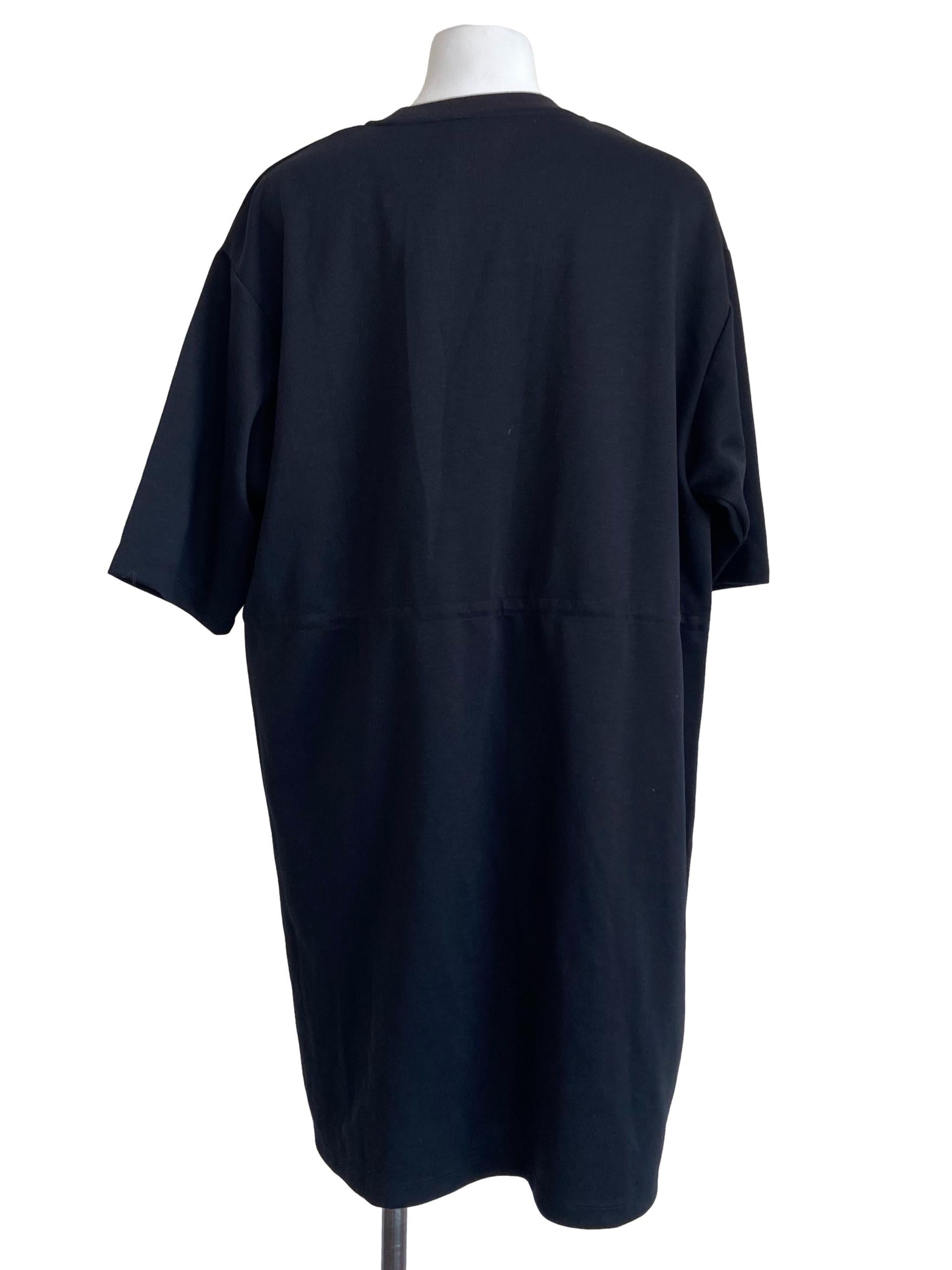 Black Logo Pegged Waist Tee Dress