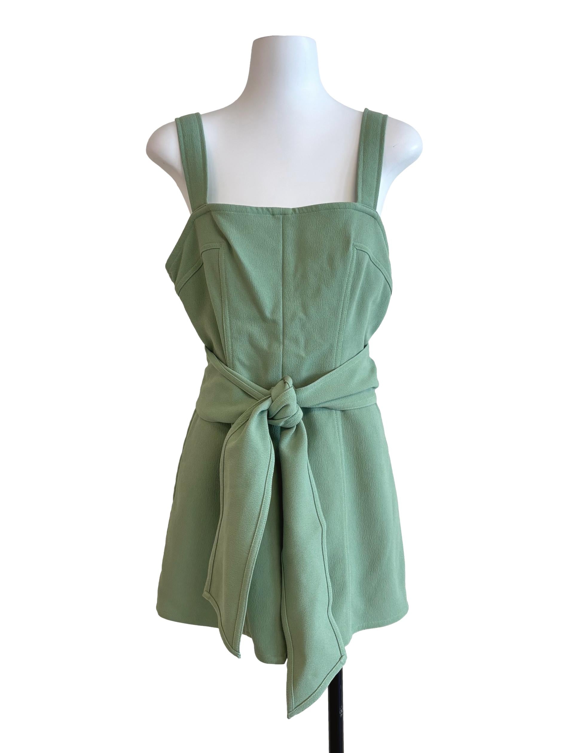 Pastel Green Apron Neck Mini Dress