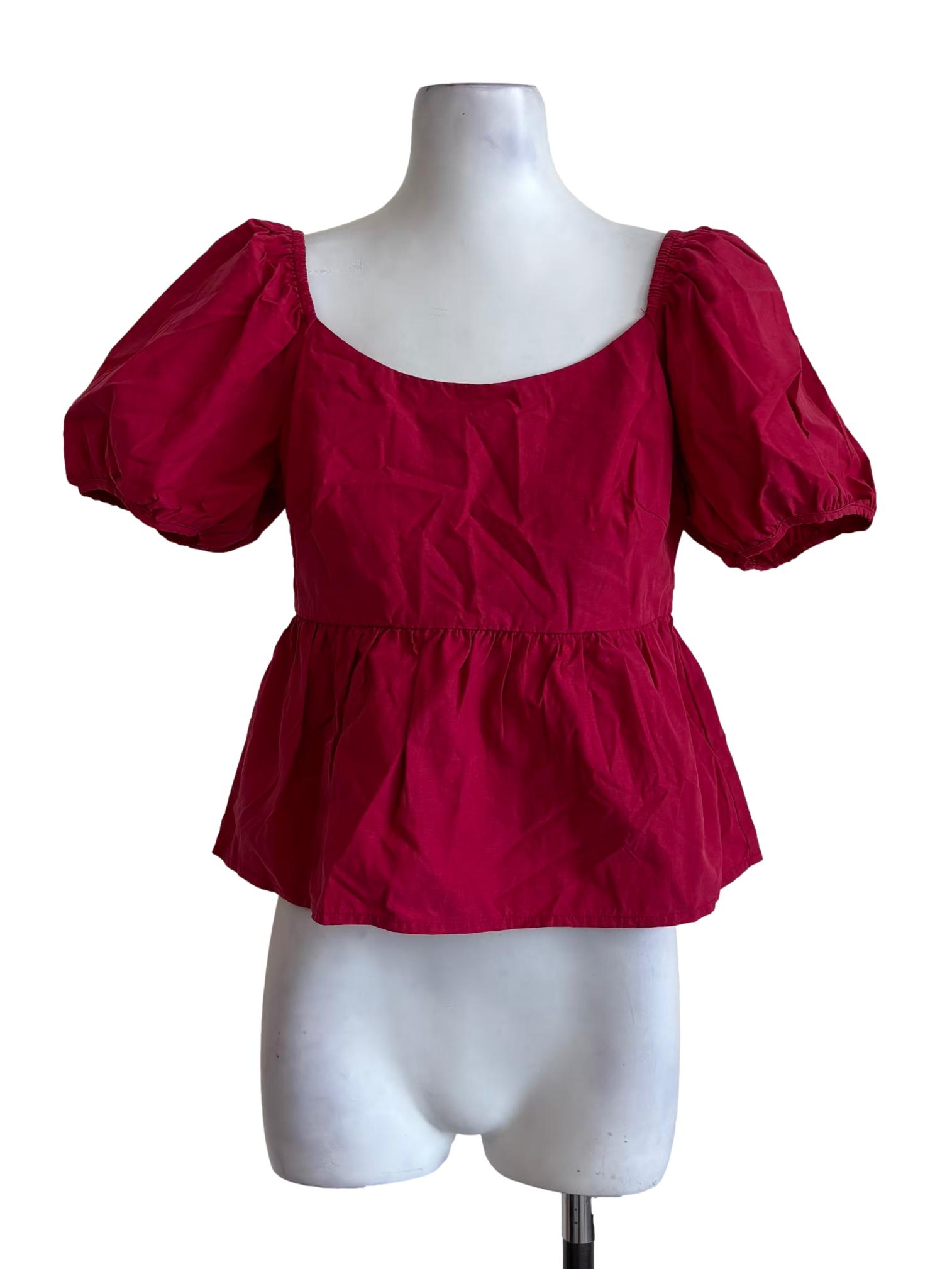 Cherry Red Cotton Baby Doll Top