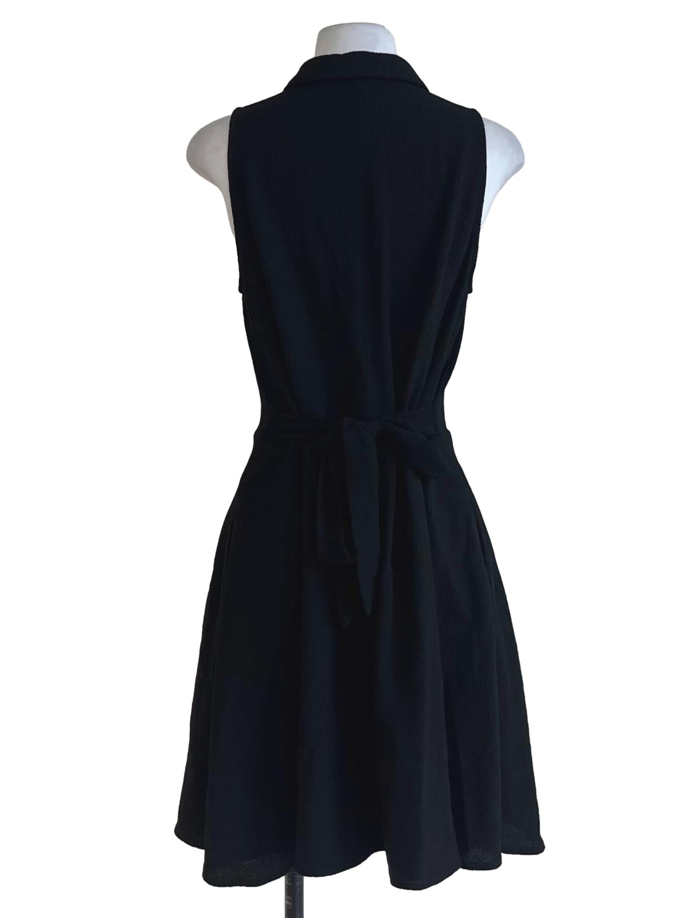 Black Wing Collar A-Line Dress