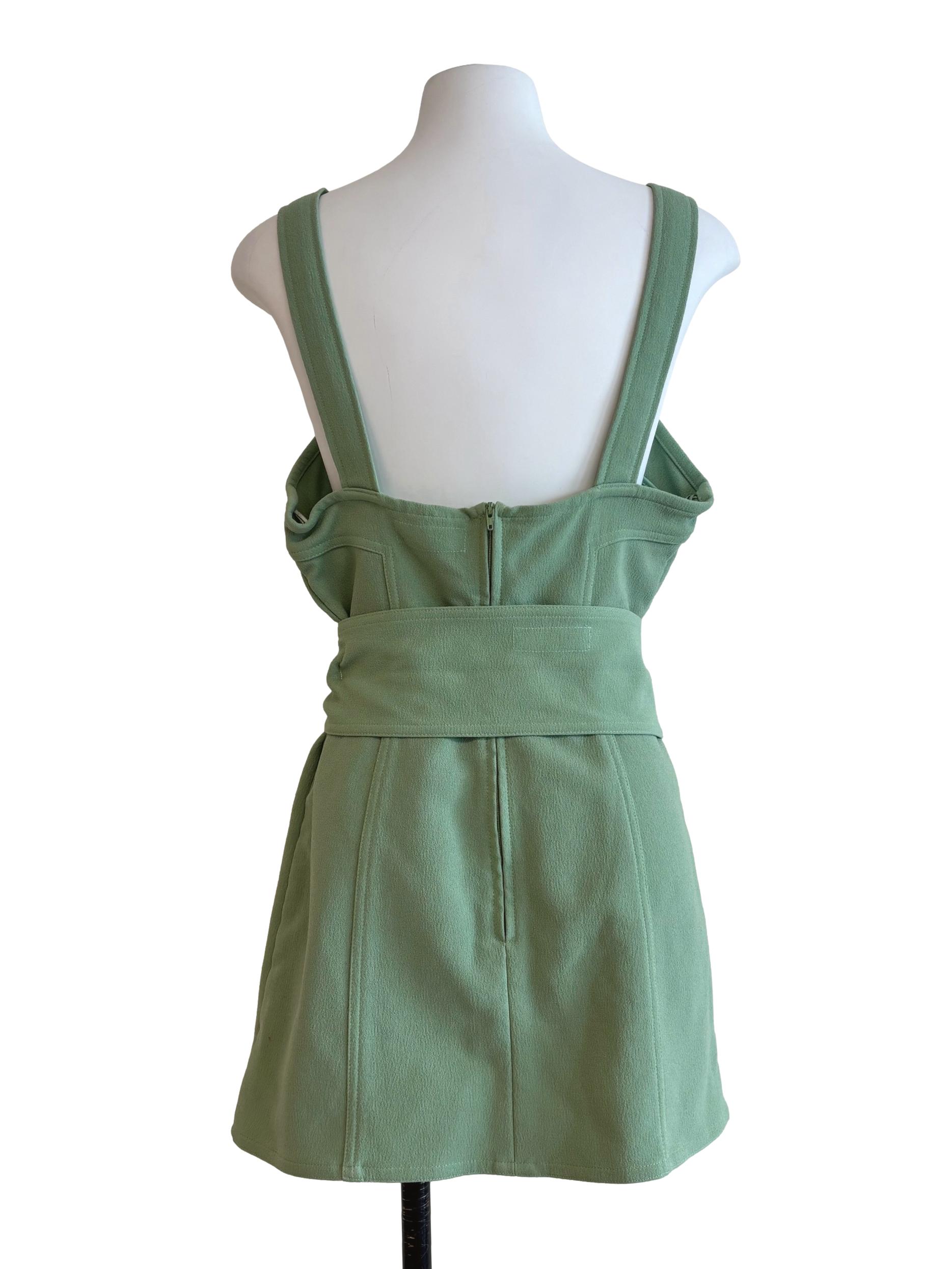 Pastel Green Apron Neck Mini Dress