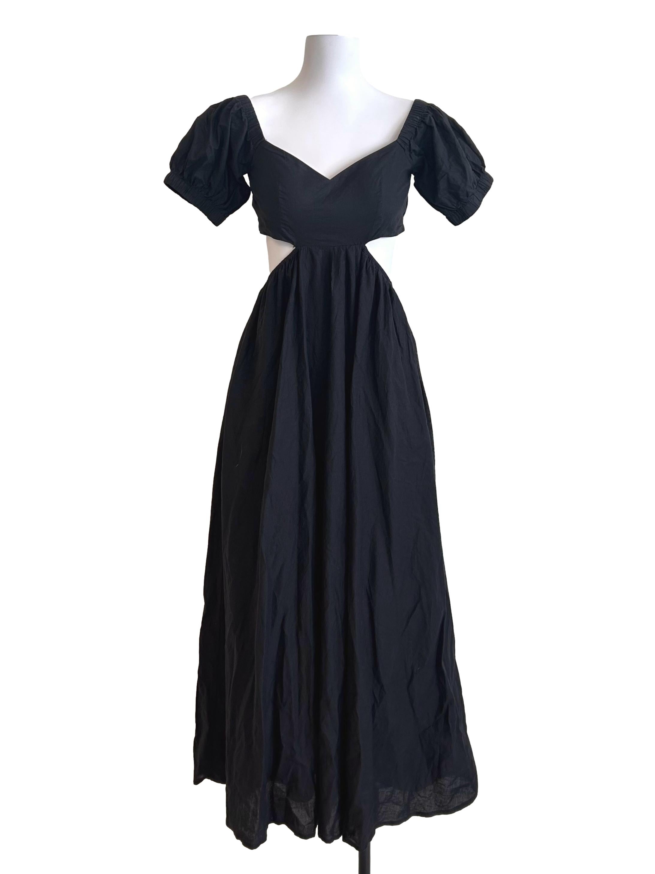 Black Cutout Puff Sleeve Dress TTR