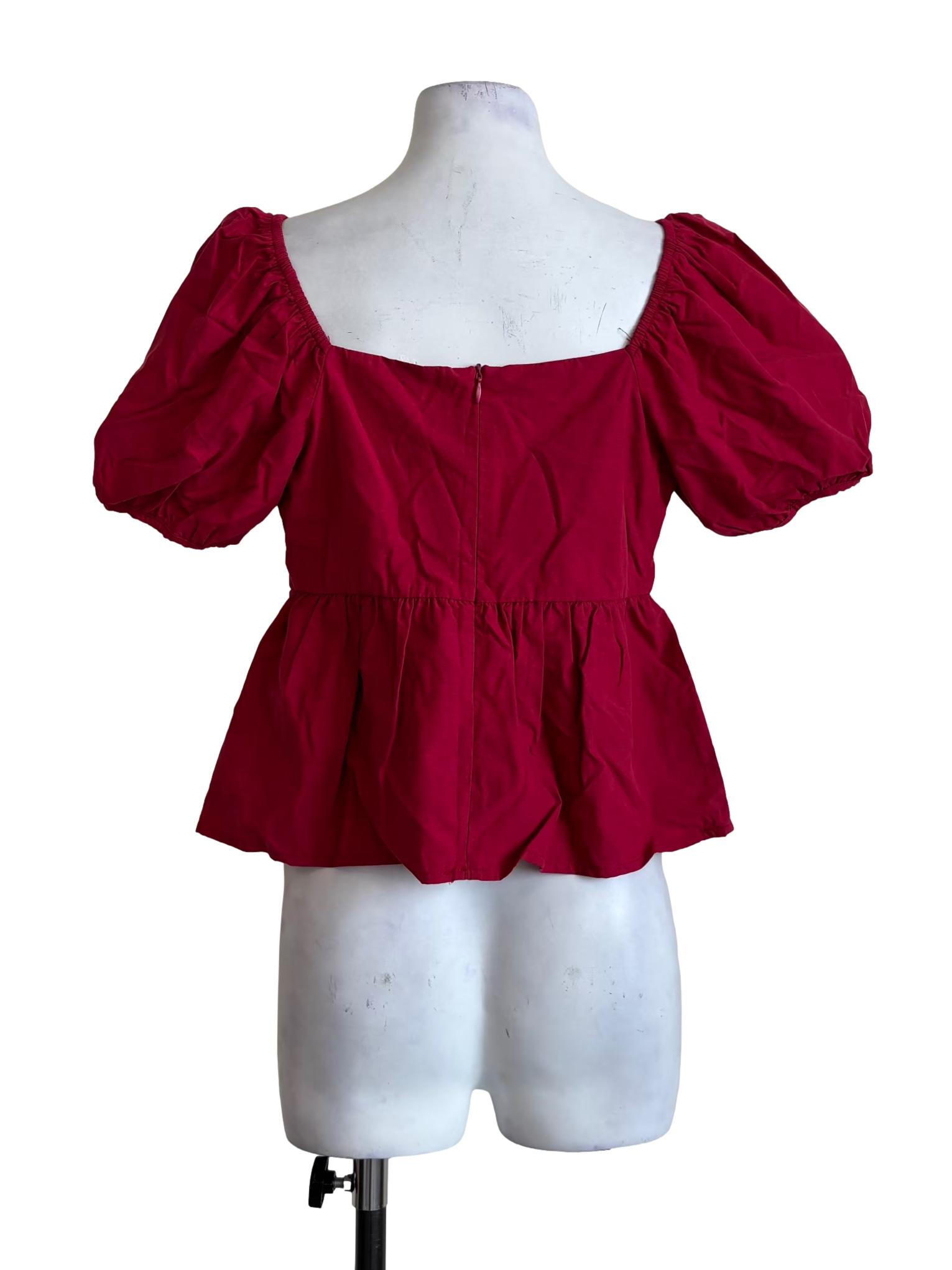 Cherry Red Cotton Baby Doll Top