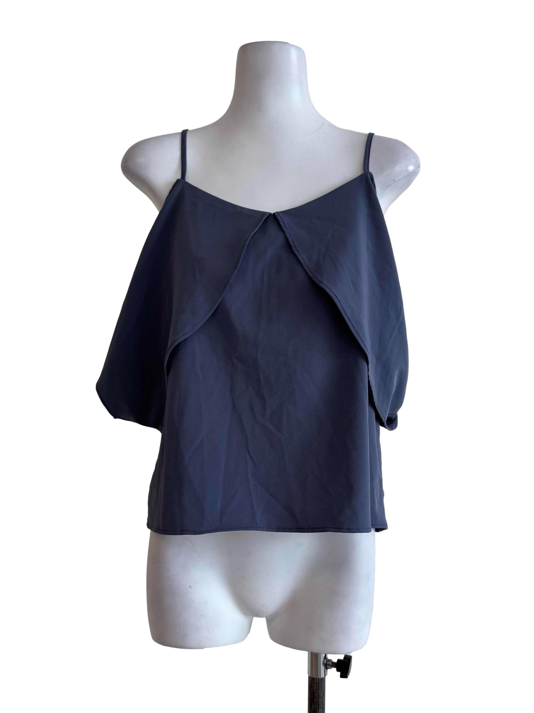 Steel Grey Flowy Collar Top