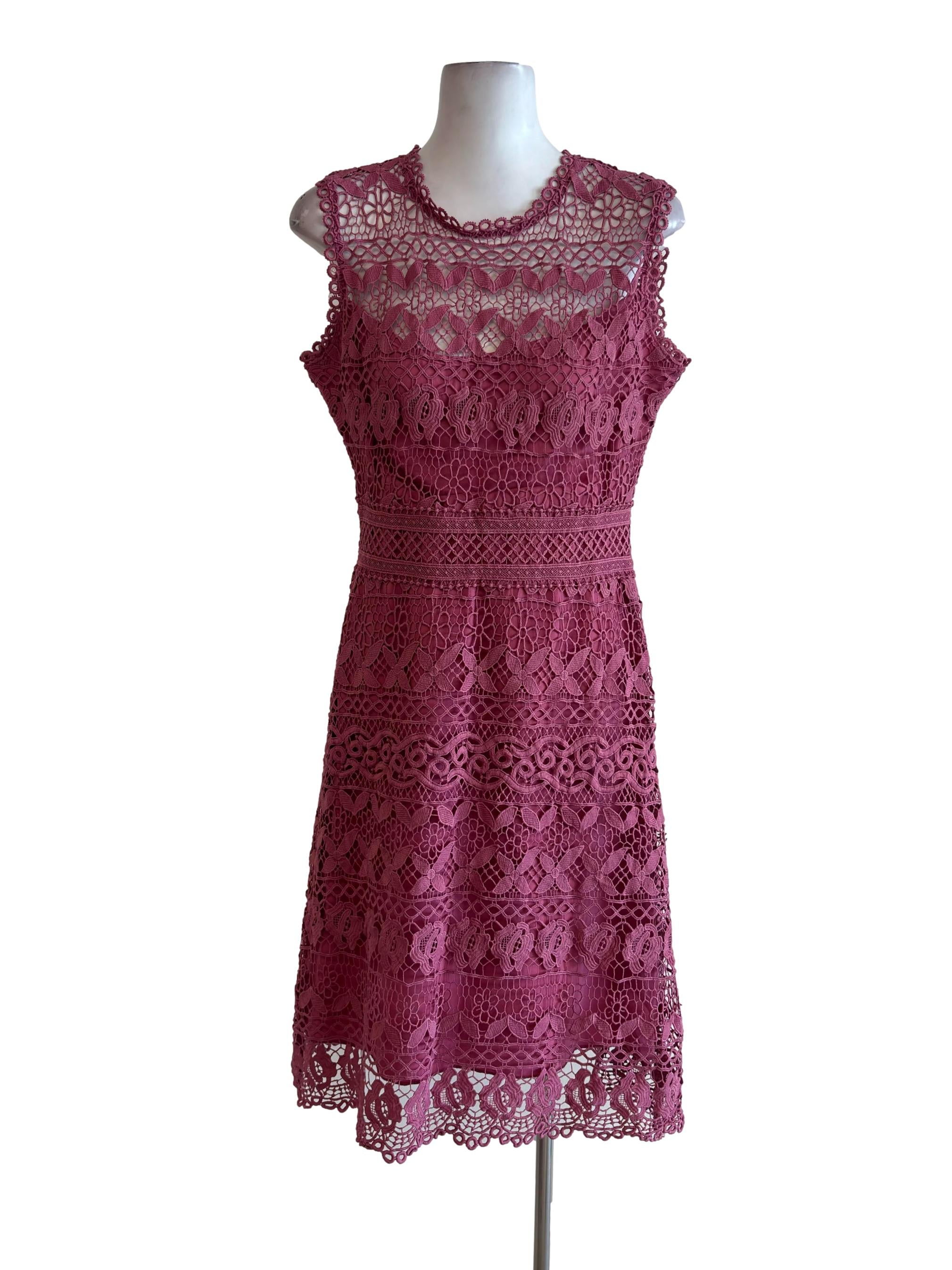 Bubblegum Pink Eyelet Midi Dress