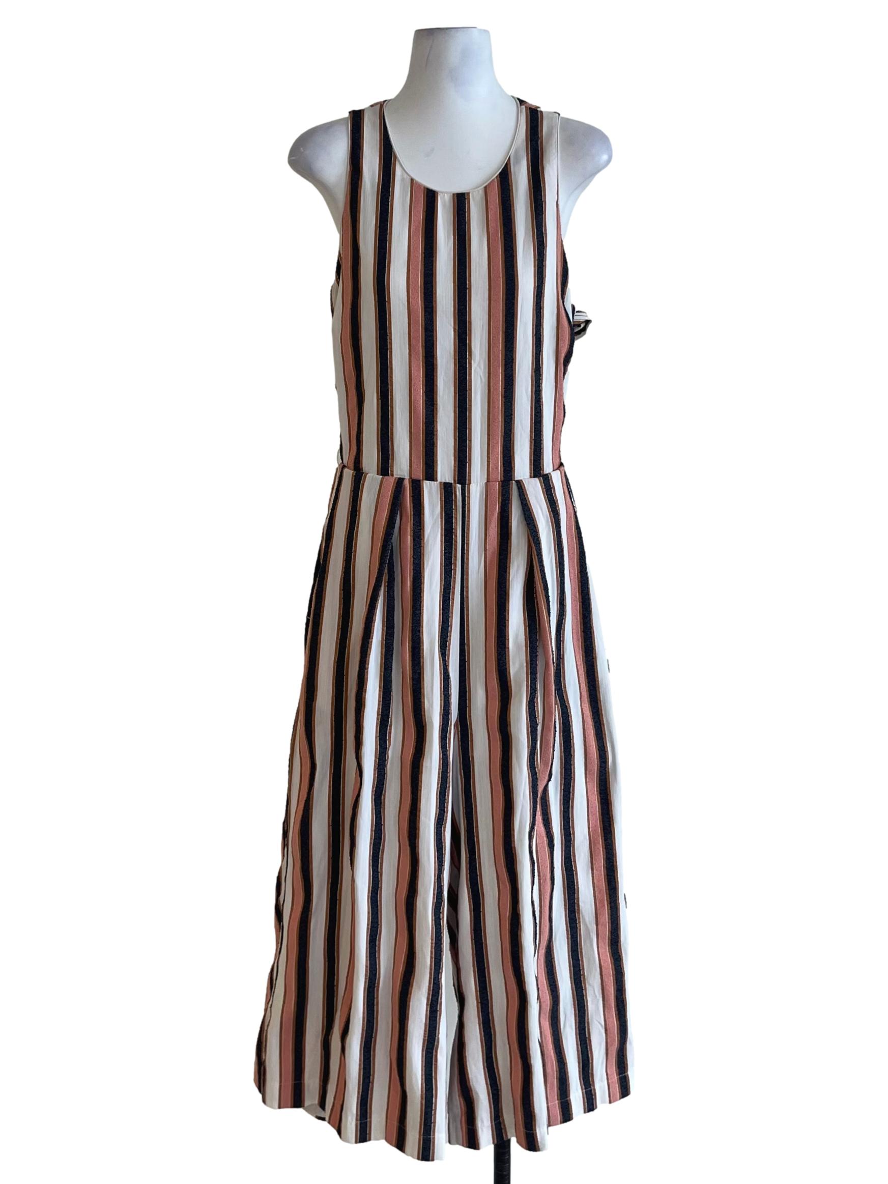 White Awning Stripe Jumpsuit