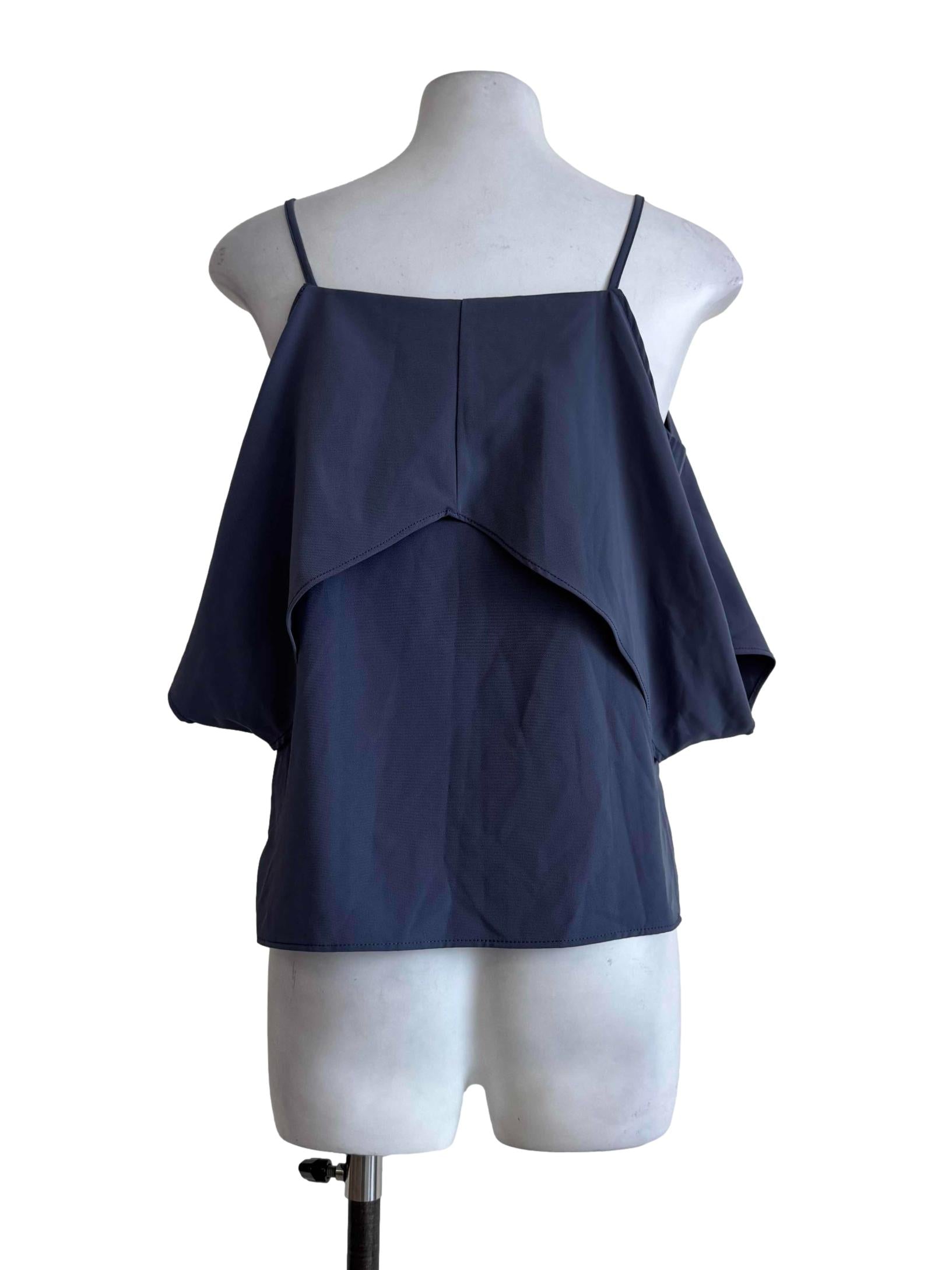 Steel Grey Flowy Collar Top
