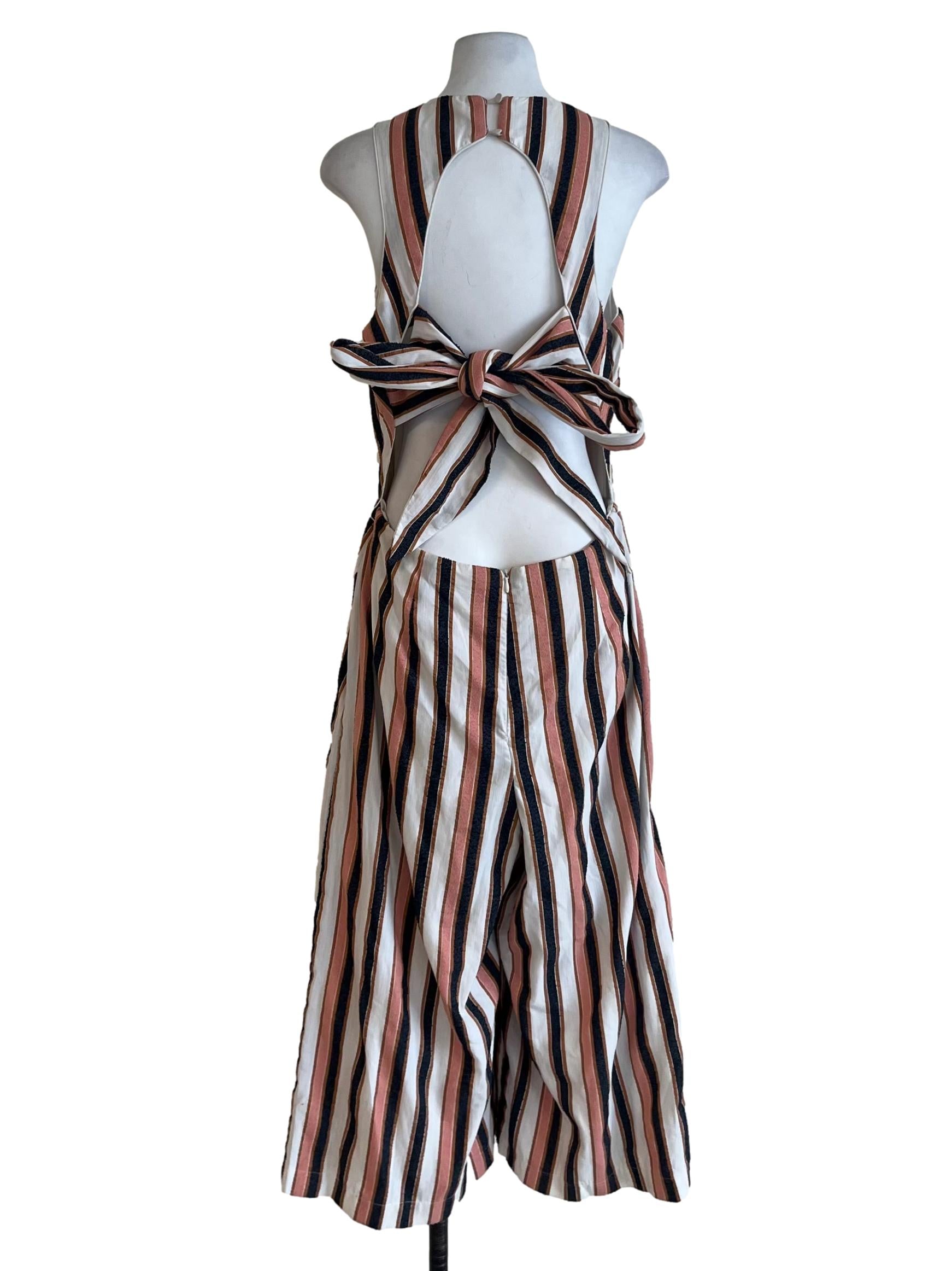 White Awning Stripe Jumpsuit