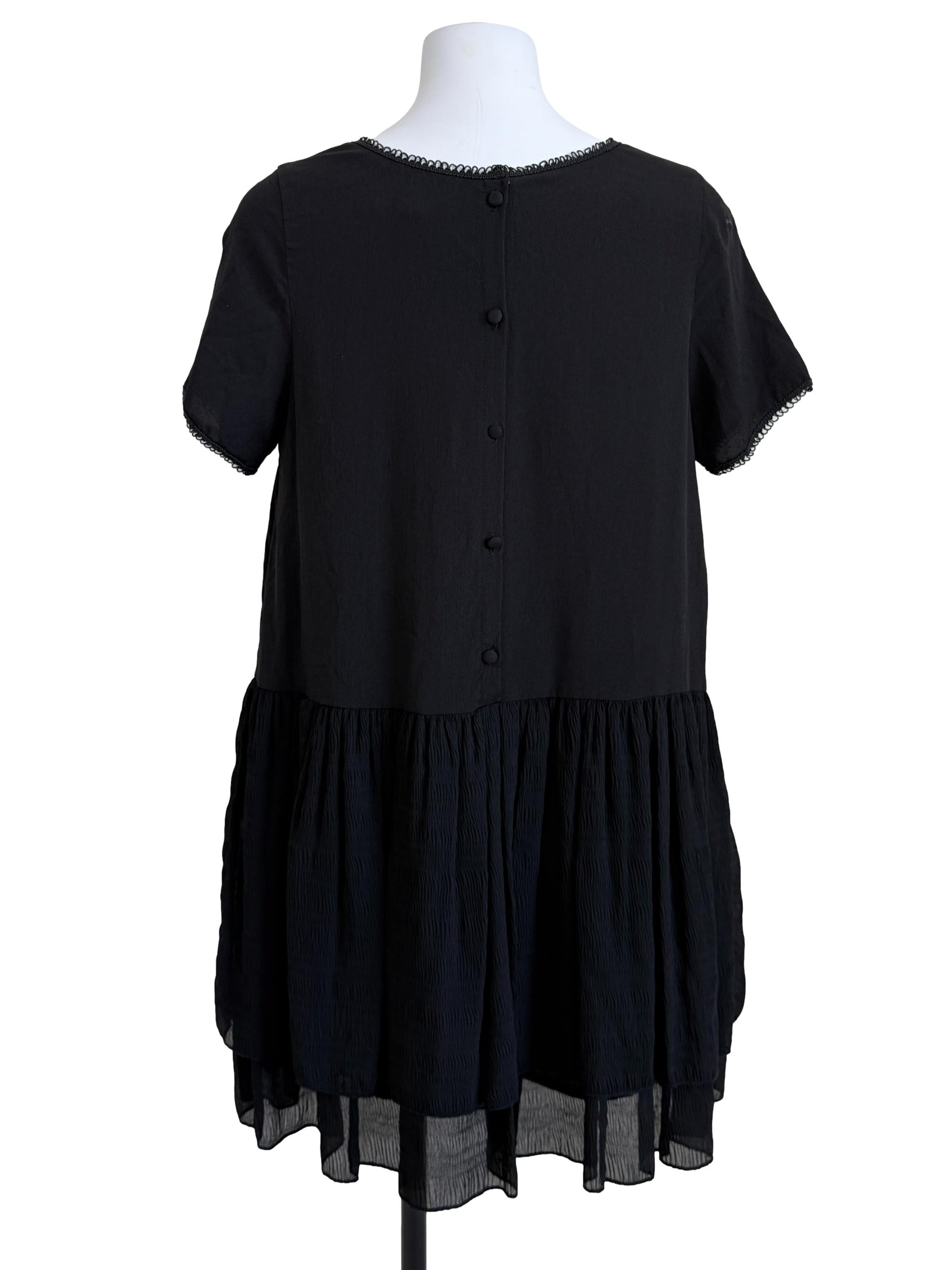 Black Dropwaist Round Neck Dress