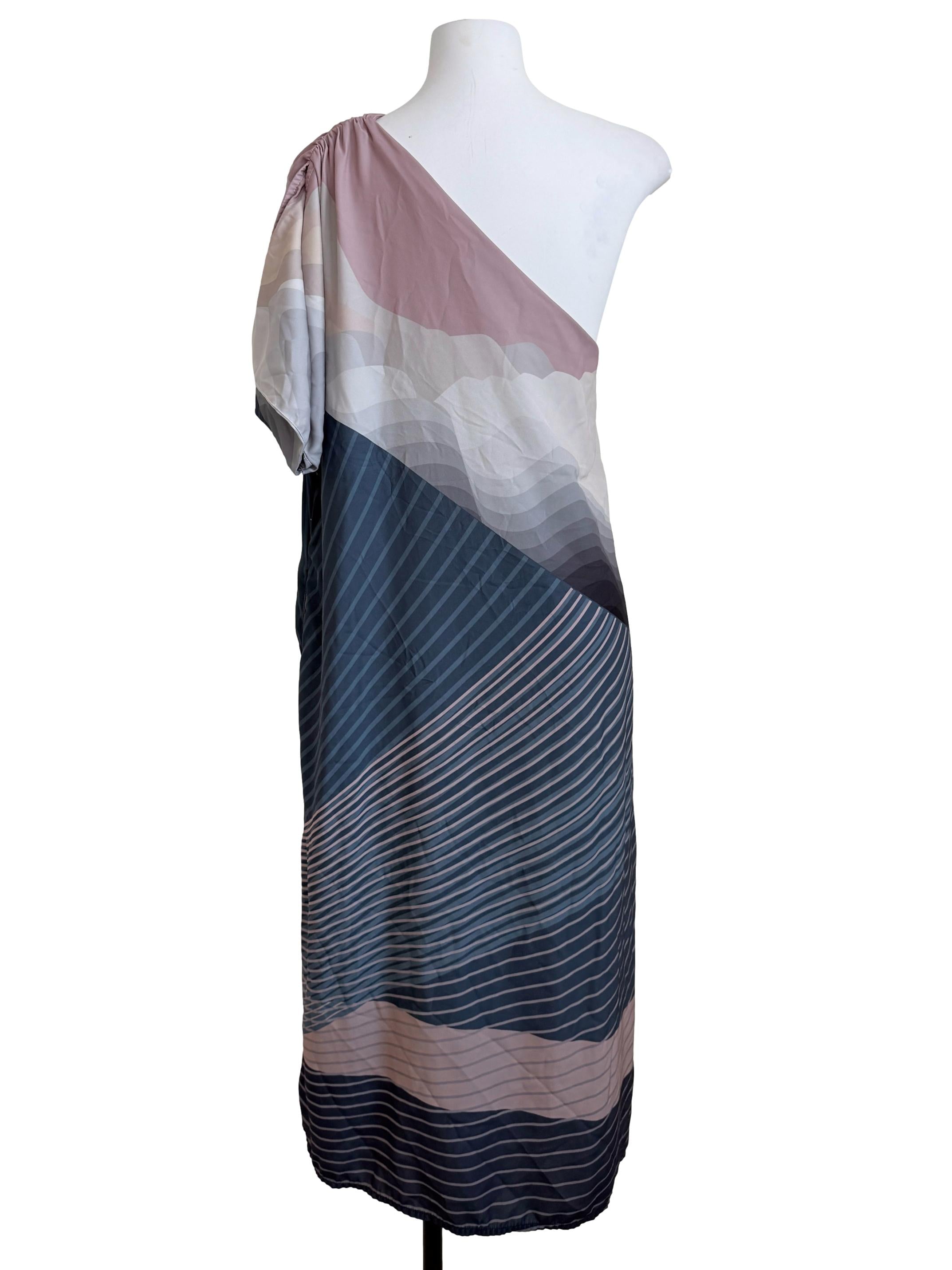 Multicolor Asymmetrical Neck Dress