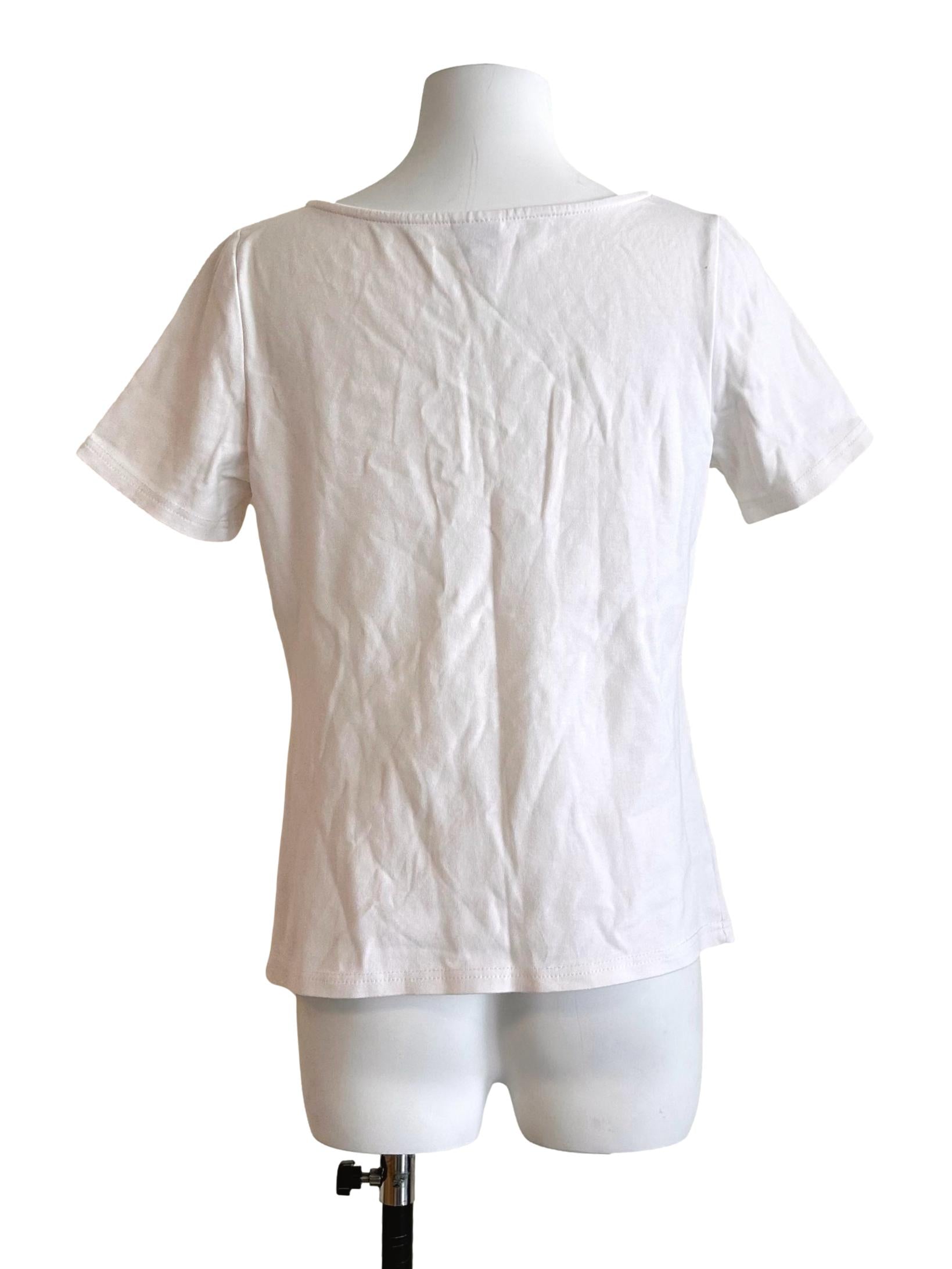 White Twisted V Neck Tee