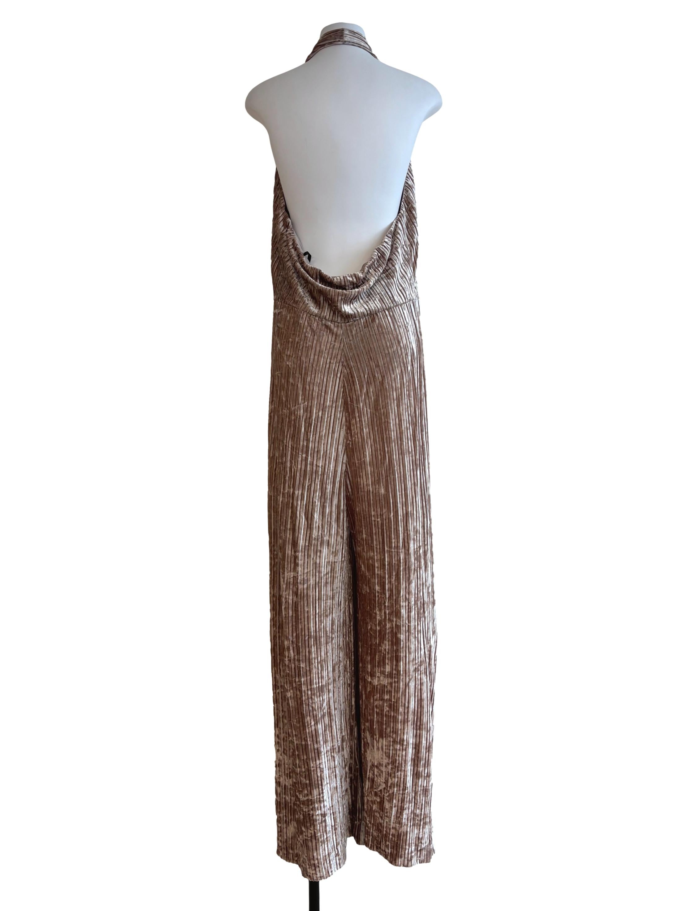 Champagne Velvet Halter Jumpsuit