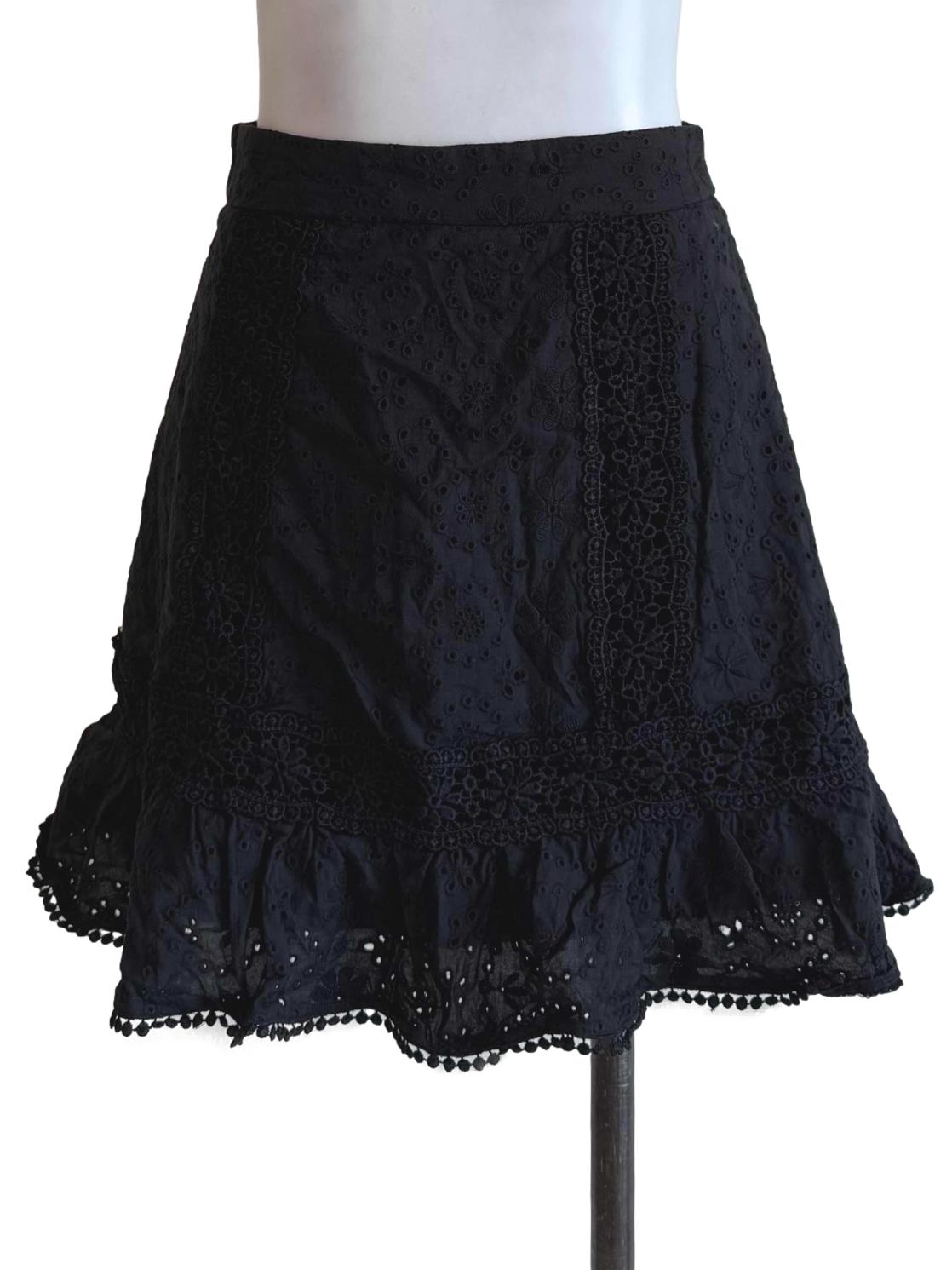Black Eyelet Round Mini Skirt