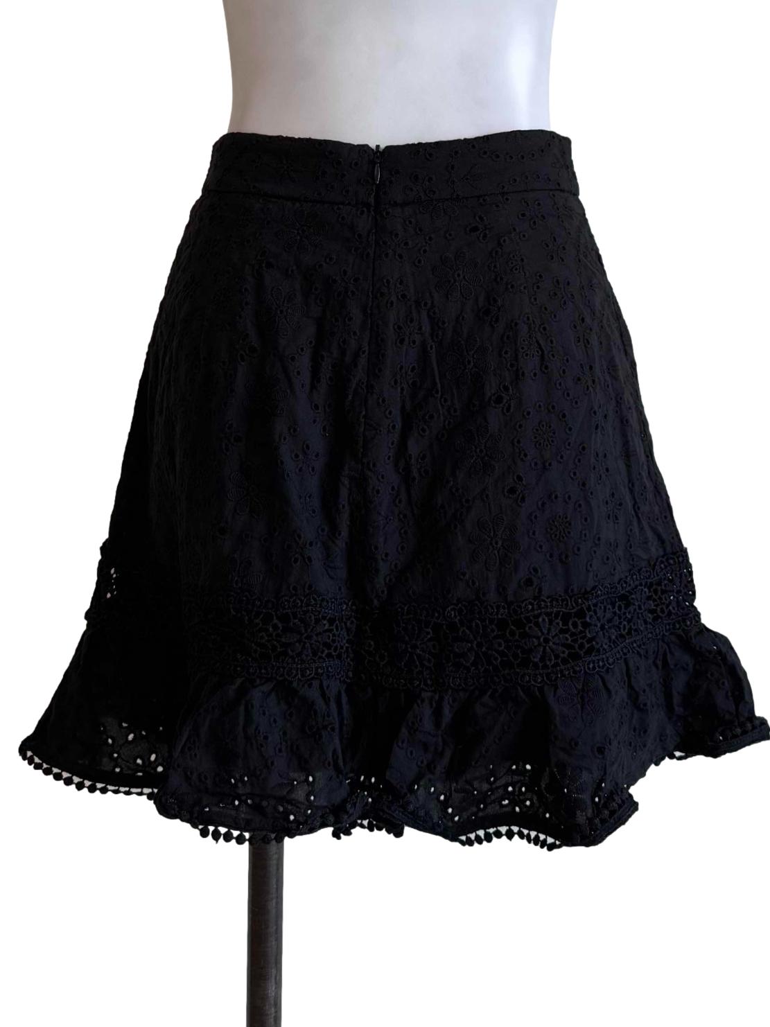 Black Eyelet Round Mini Skirt