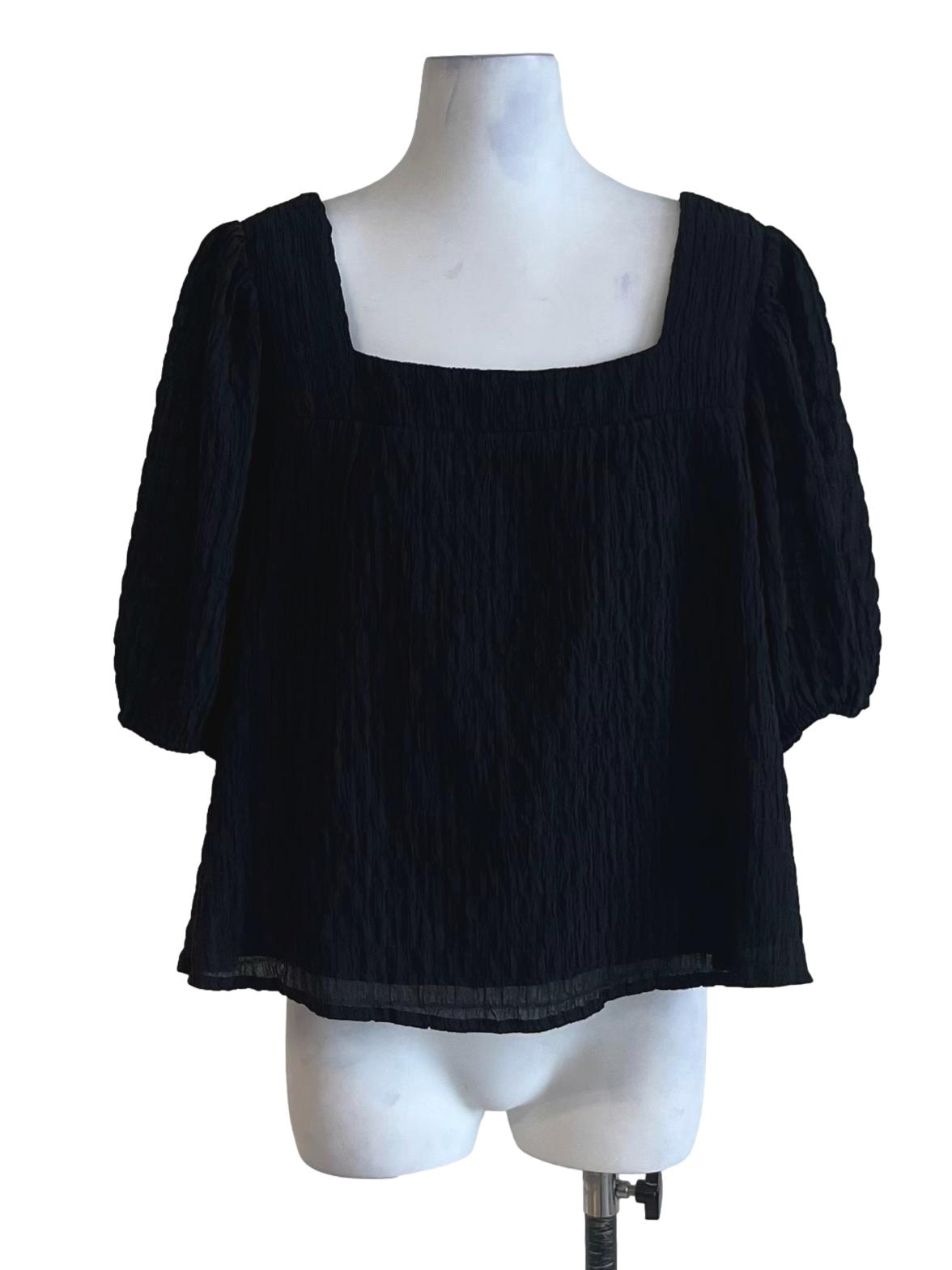 Black Square Neckline Blouse