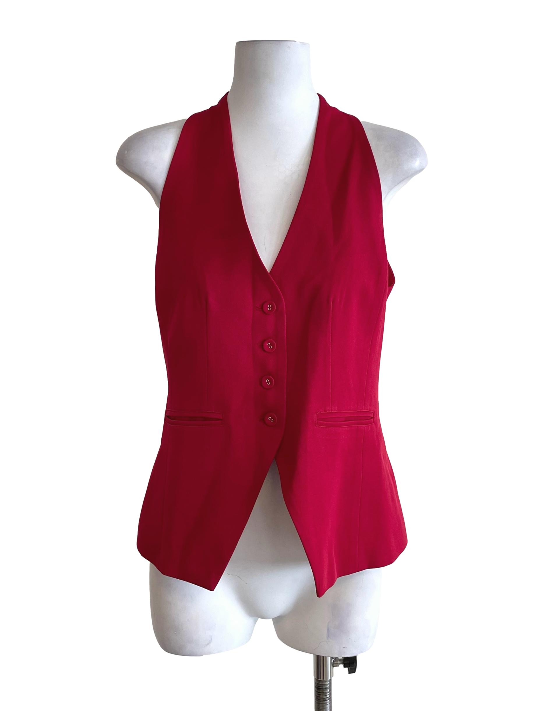 Red Halter Neck Vest Top