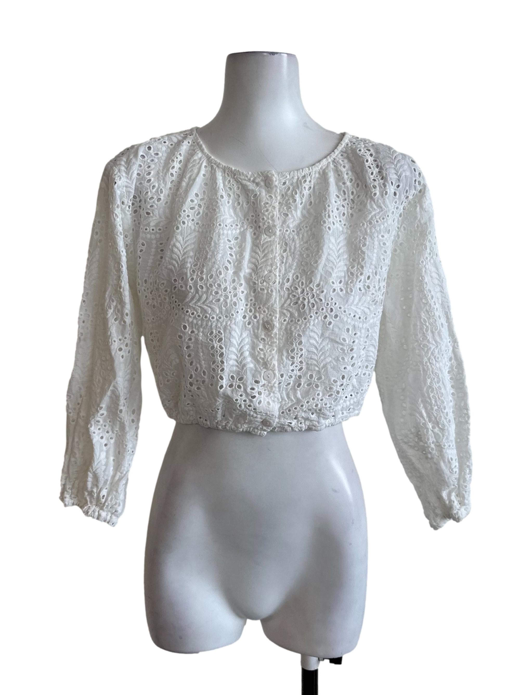 Snow White Eyelet Embroidery Top