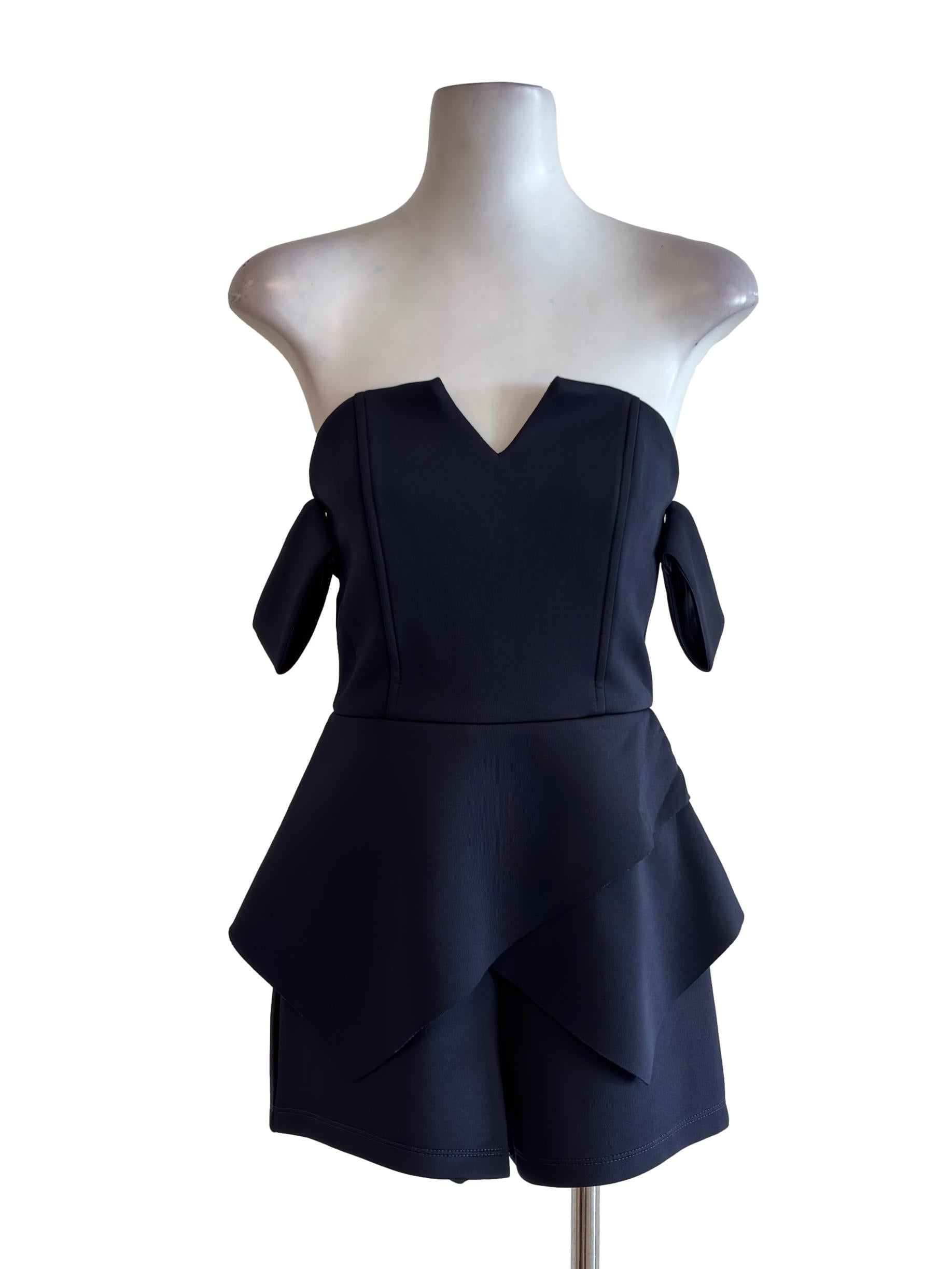 Dark Blue Dramatic Strapless Romper