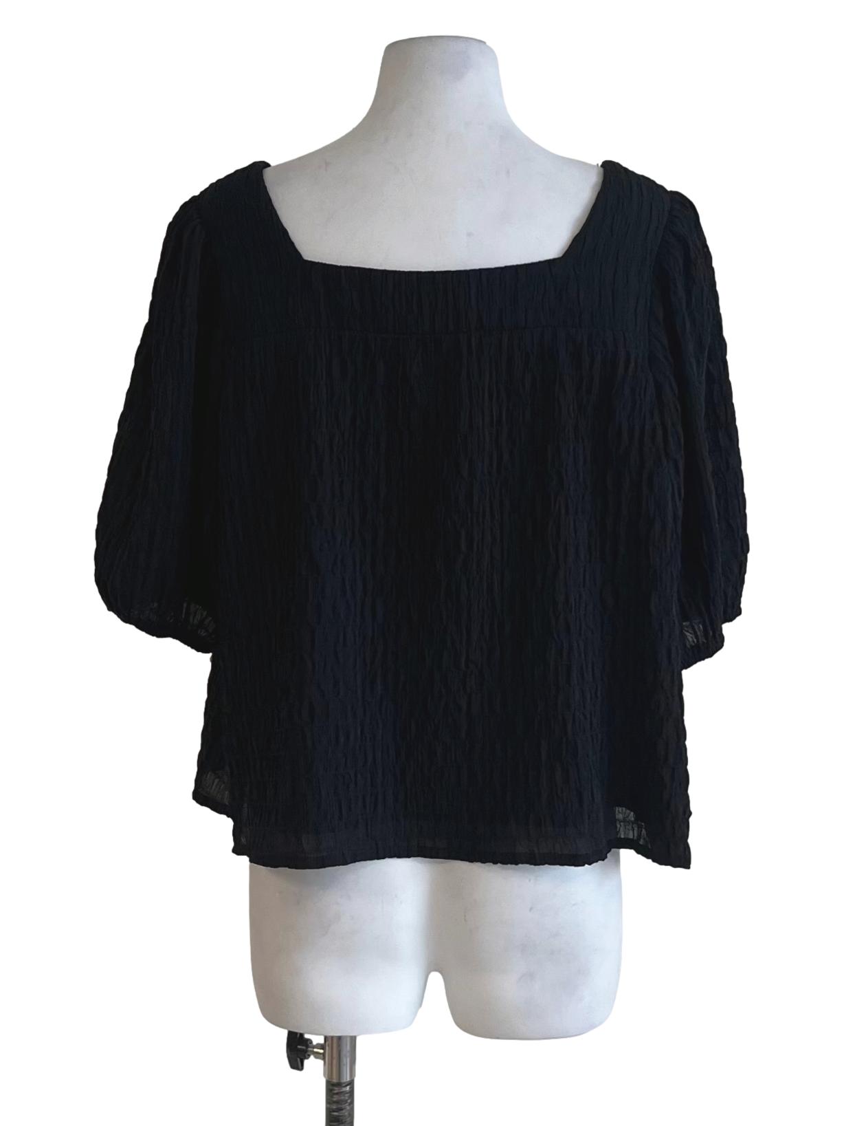 Black Square Neckline Blouse