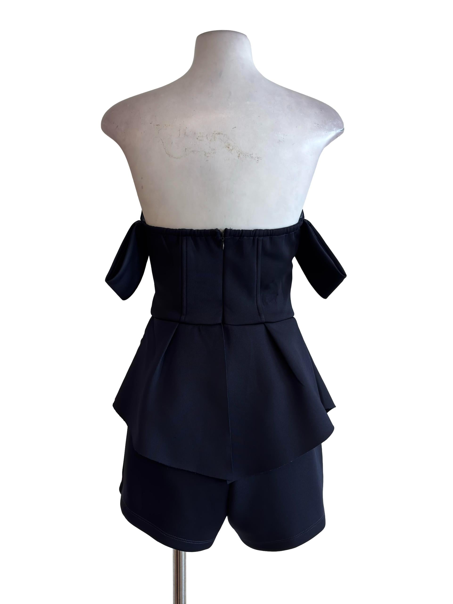 Dark Blue Dramatic Strapless Romper
