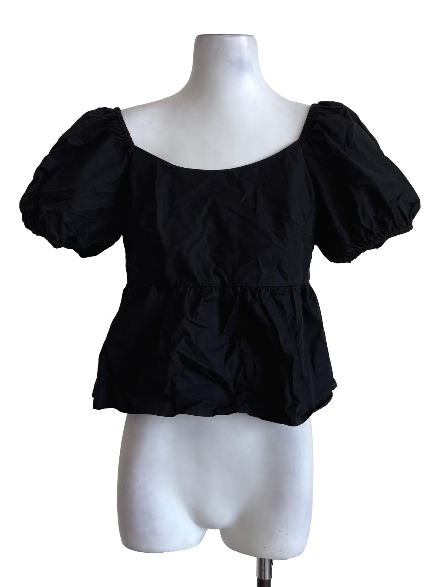 Black Cotton Baby Doll Top