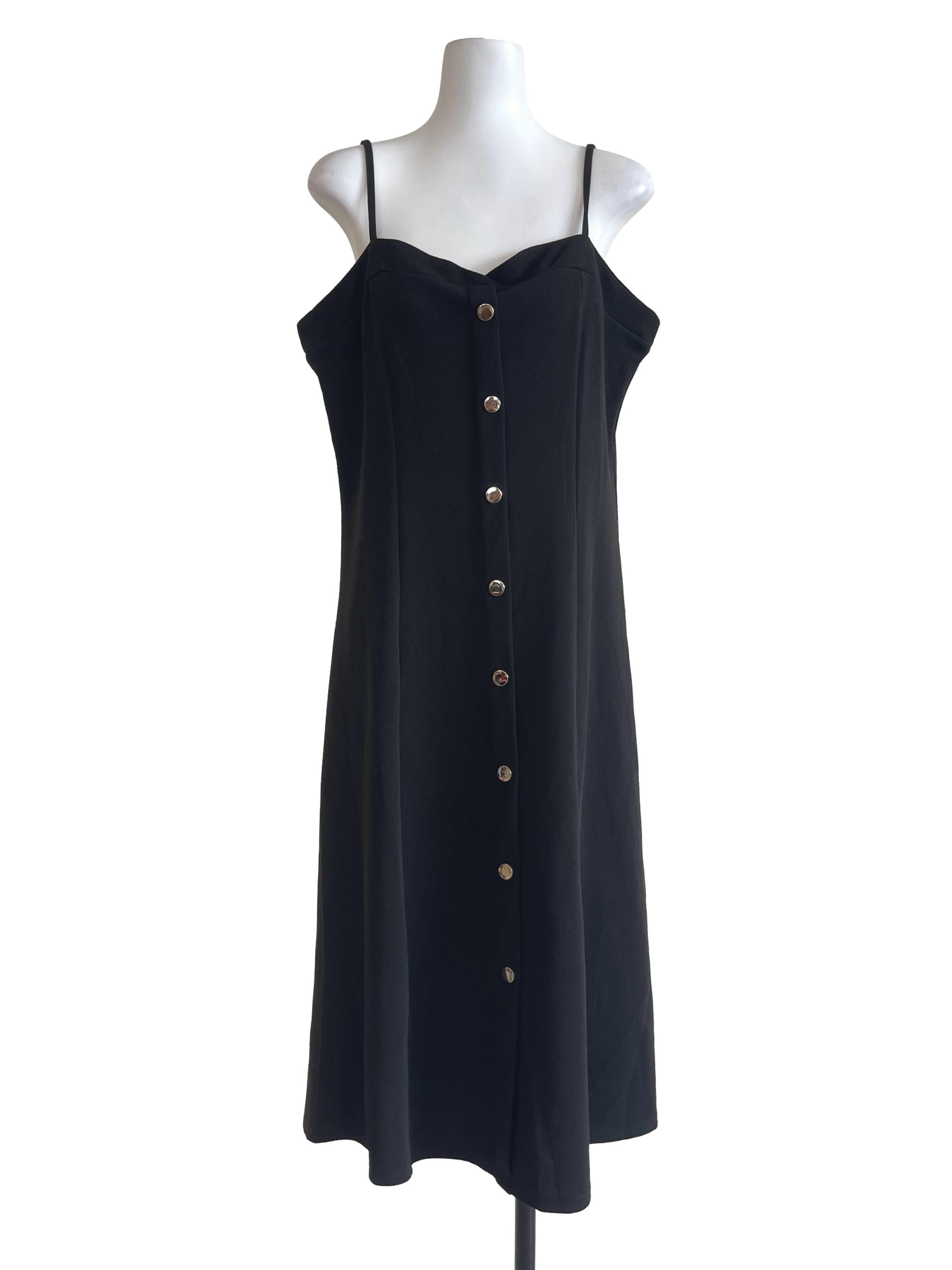 Black Fix Buttoned Dress