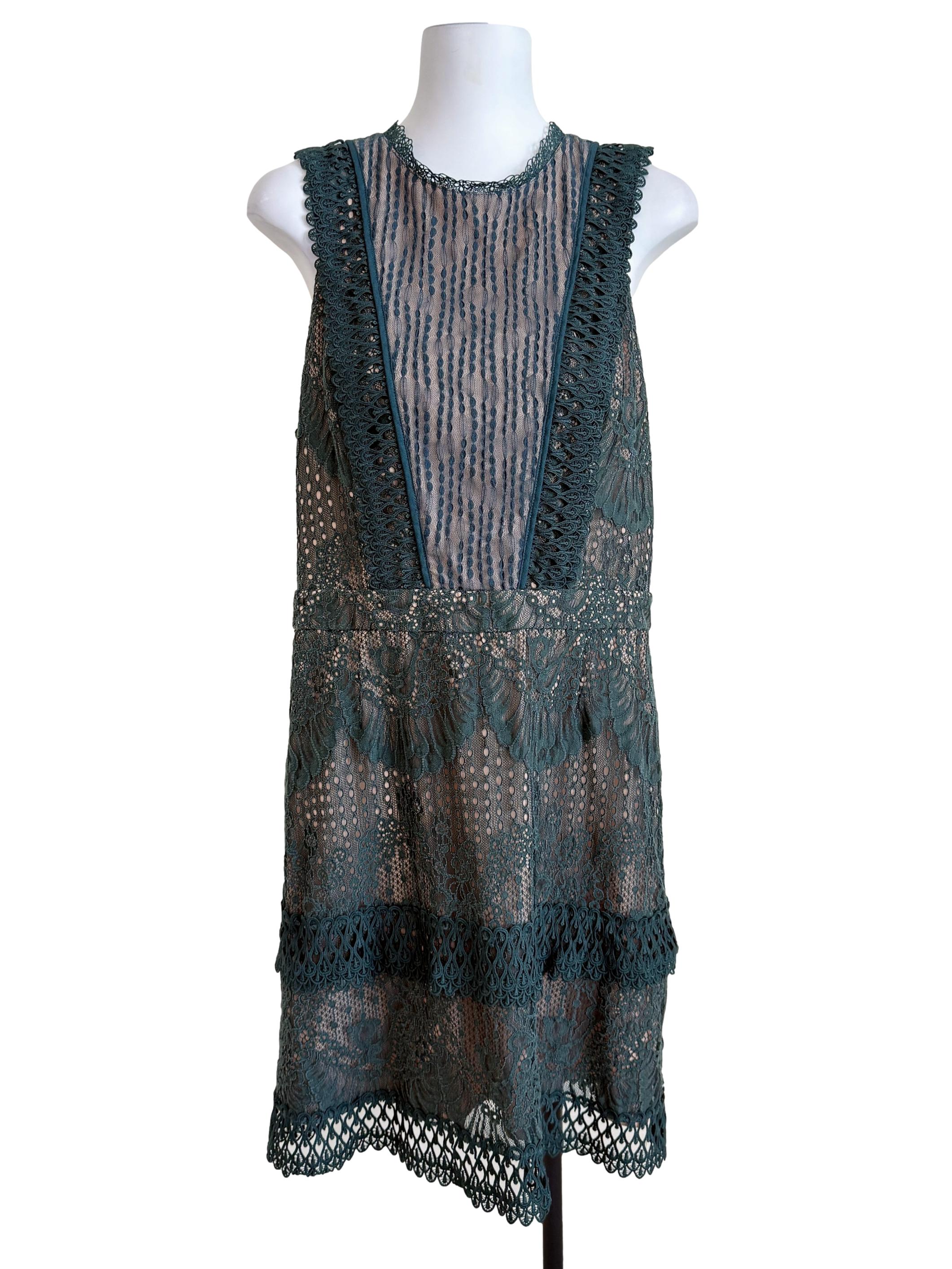 Pine Green Lace Sheath Dress
