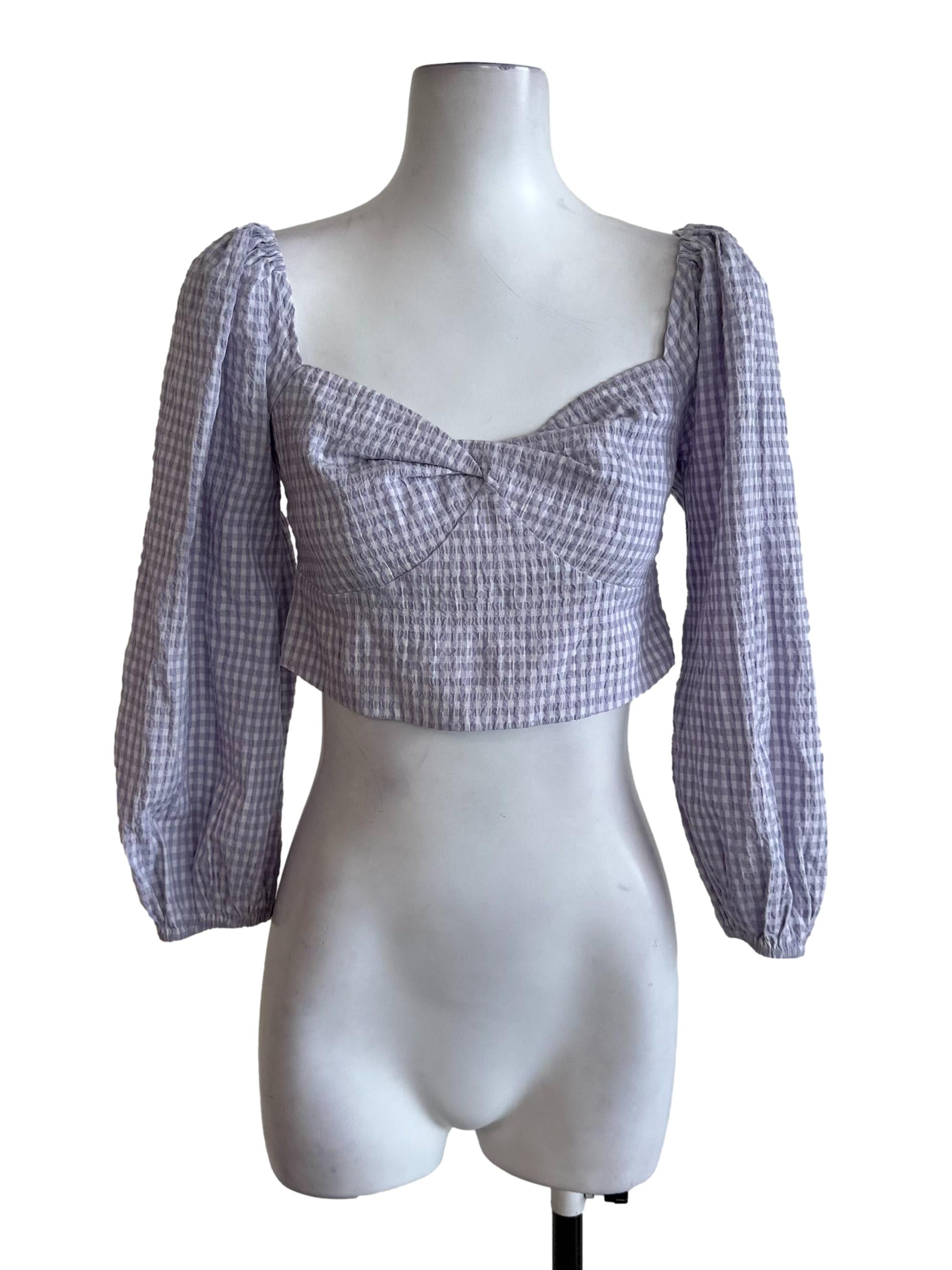 Lilac Purple Plaid Textured Top