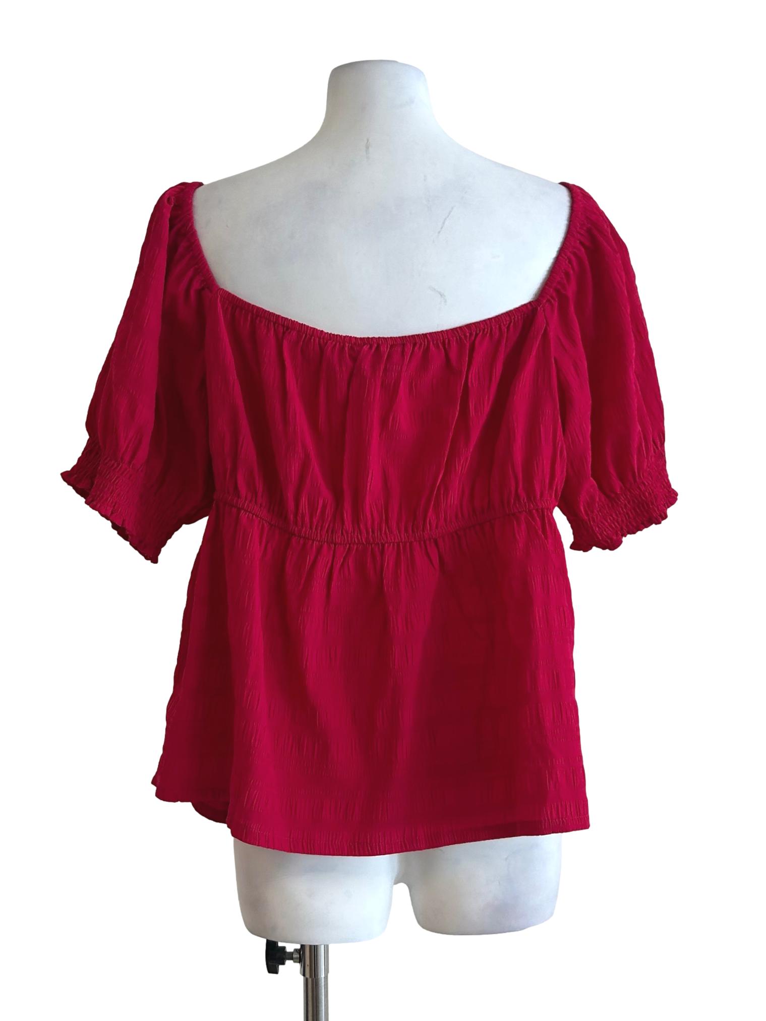 Ruby Pink Ruched Blouse