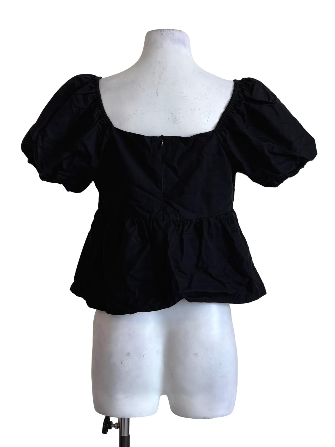 Black Cotton Baby Doll Top