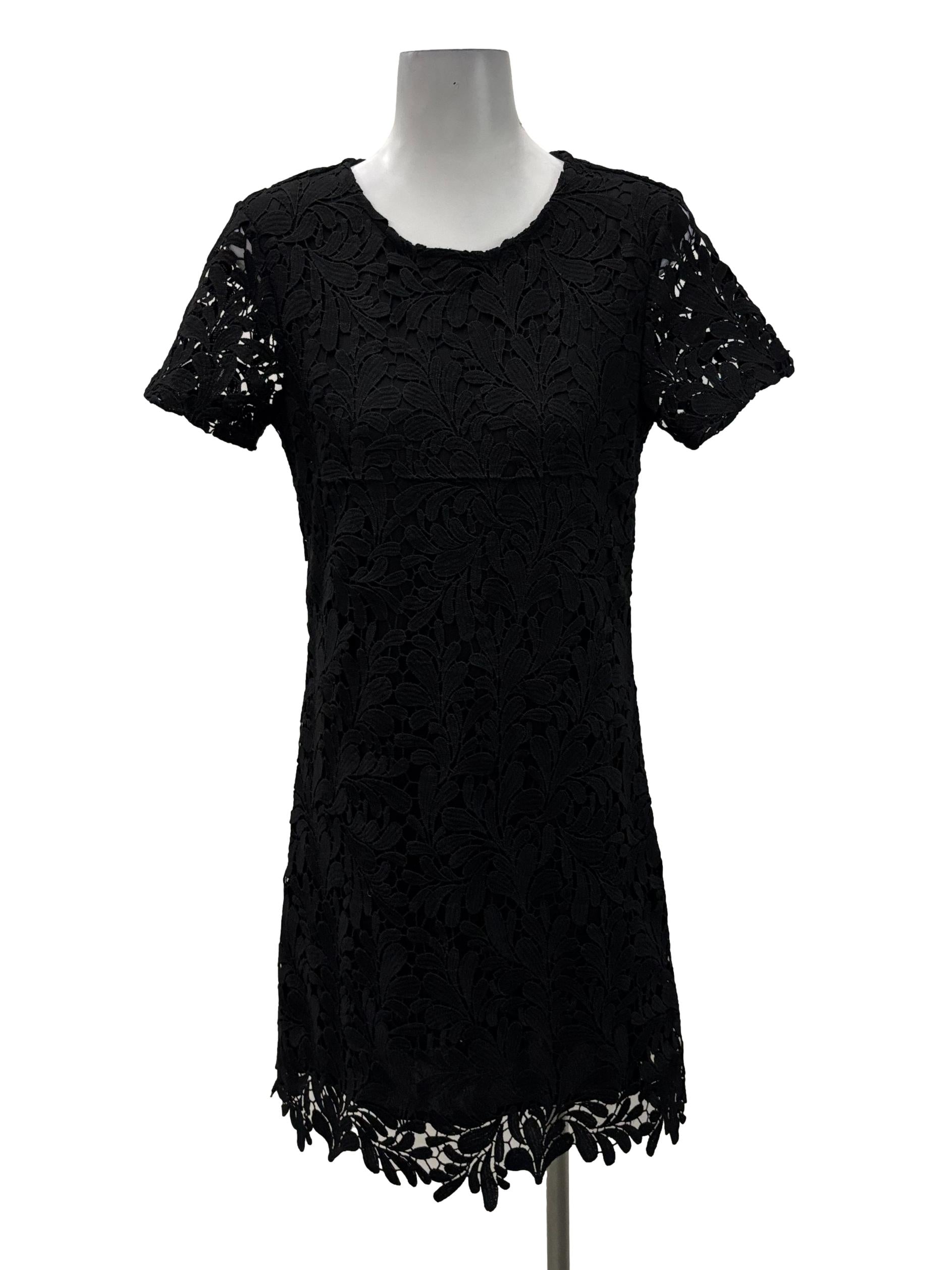 Black Floral Lace Mini Dress TSW