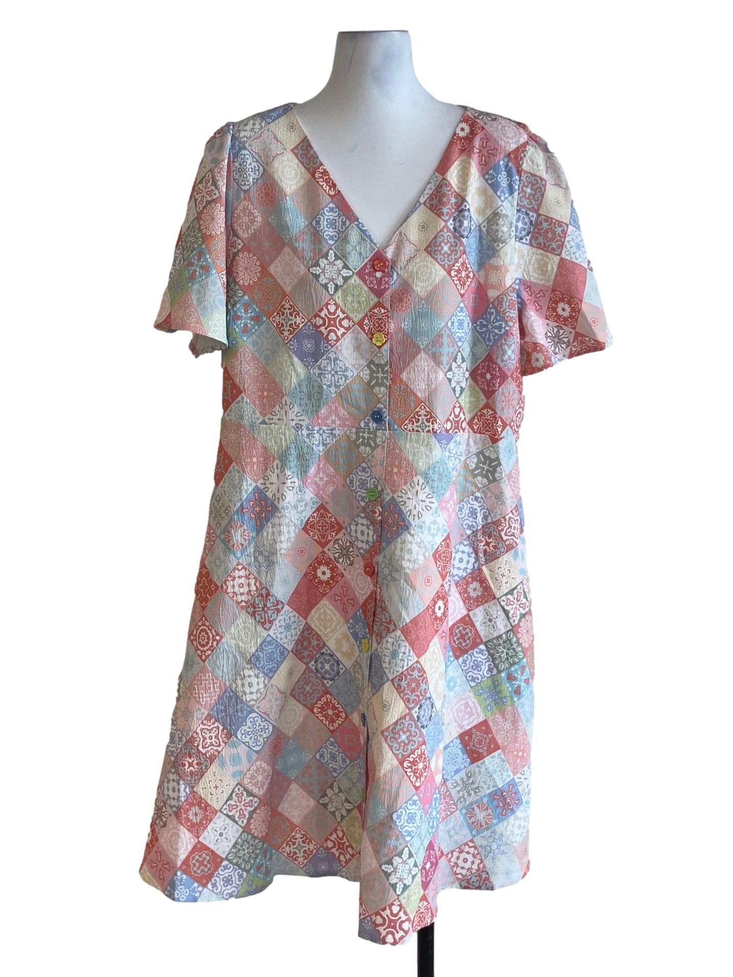 Pink Abstract Empire Dress