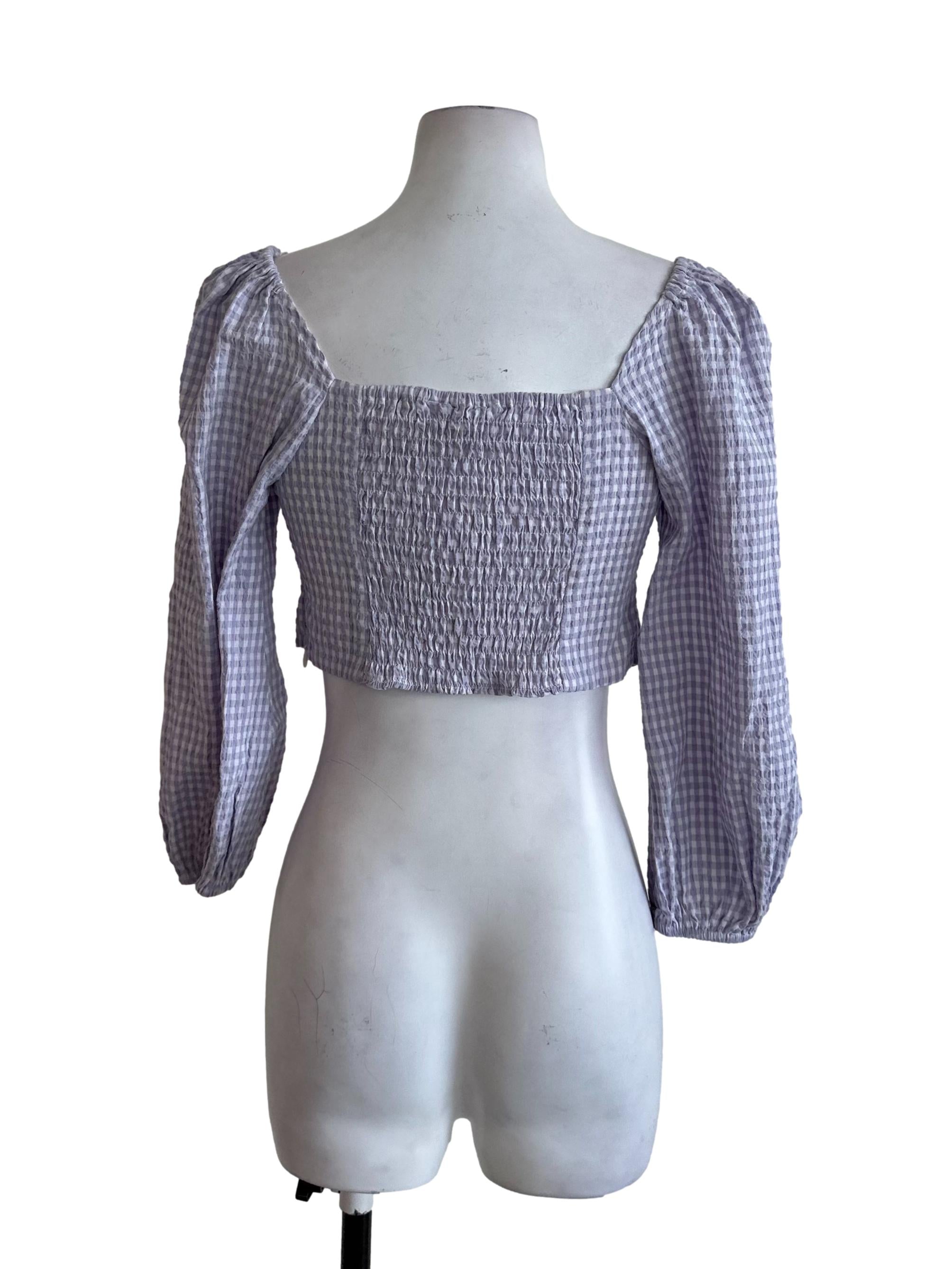 Lilac Purple Plaid Textured Top