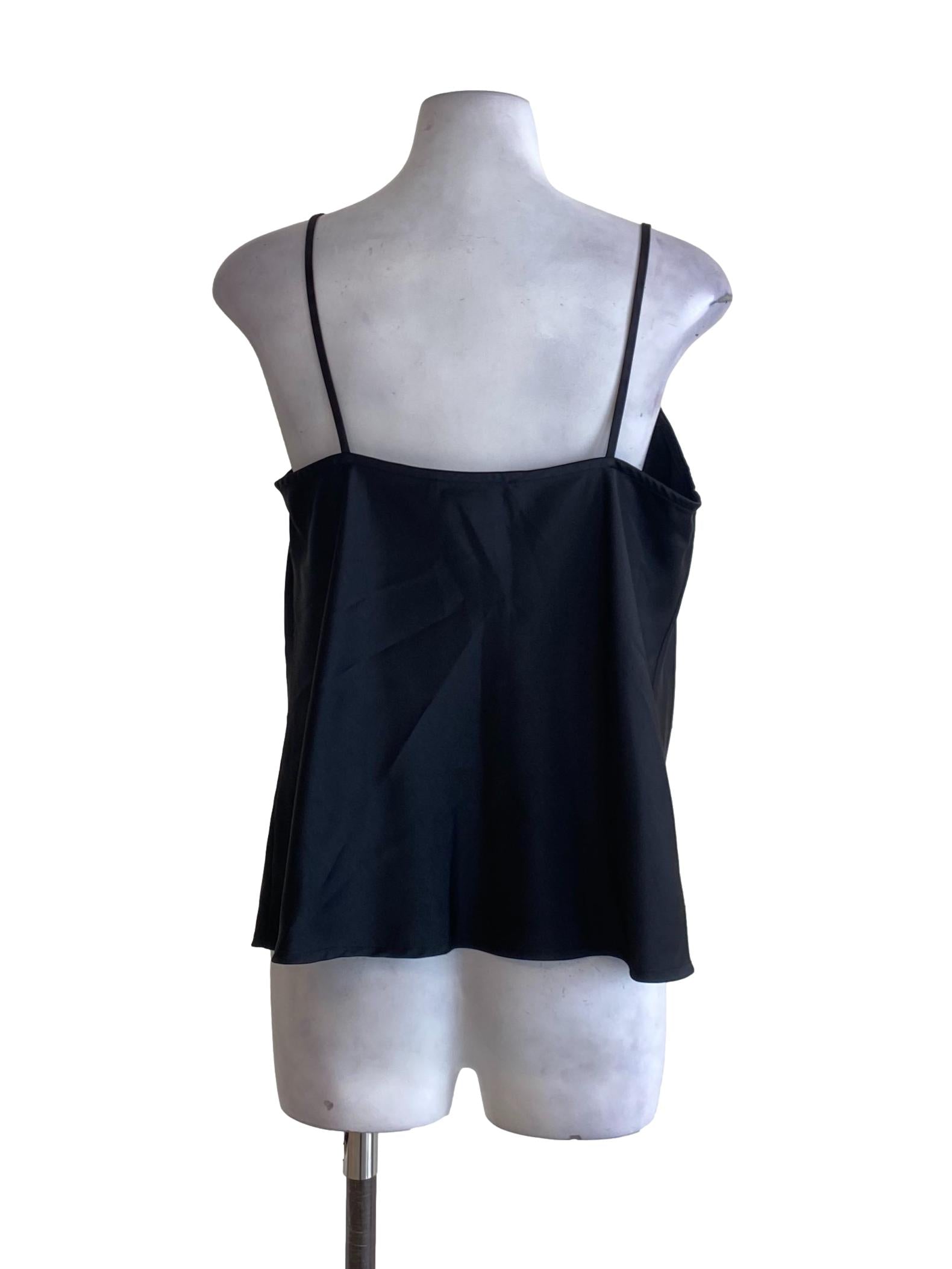 True Black V-Neck Drape Spaghetti Strap Loose Top