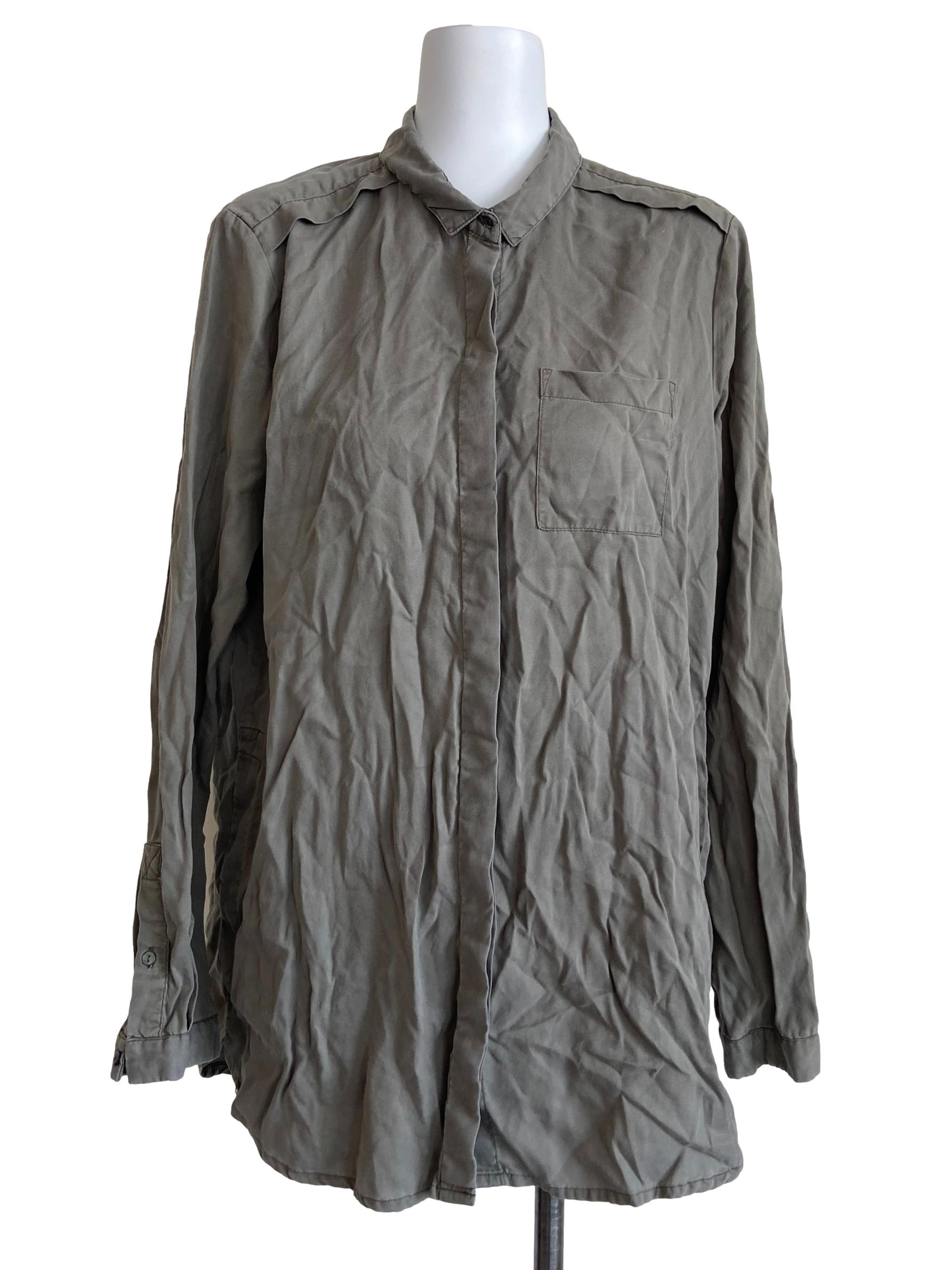 Crocodile Green Button Down Blouse