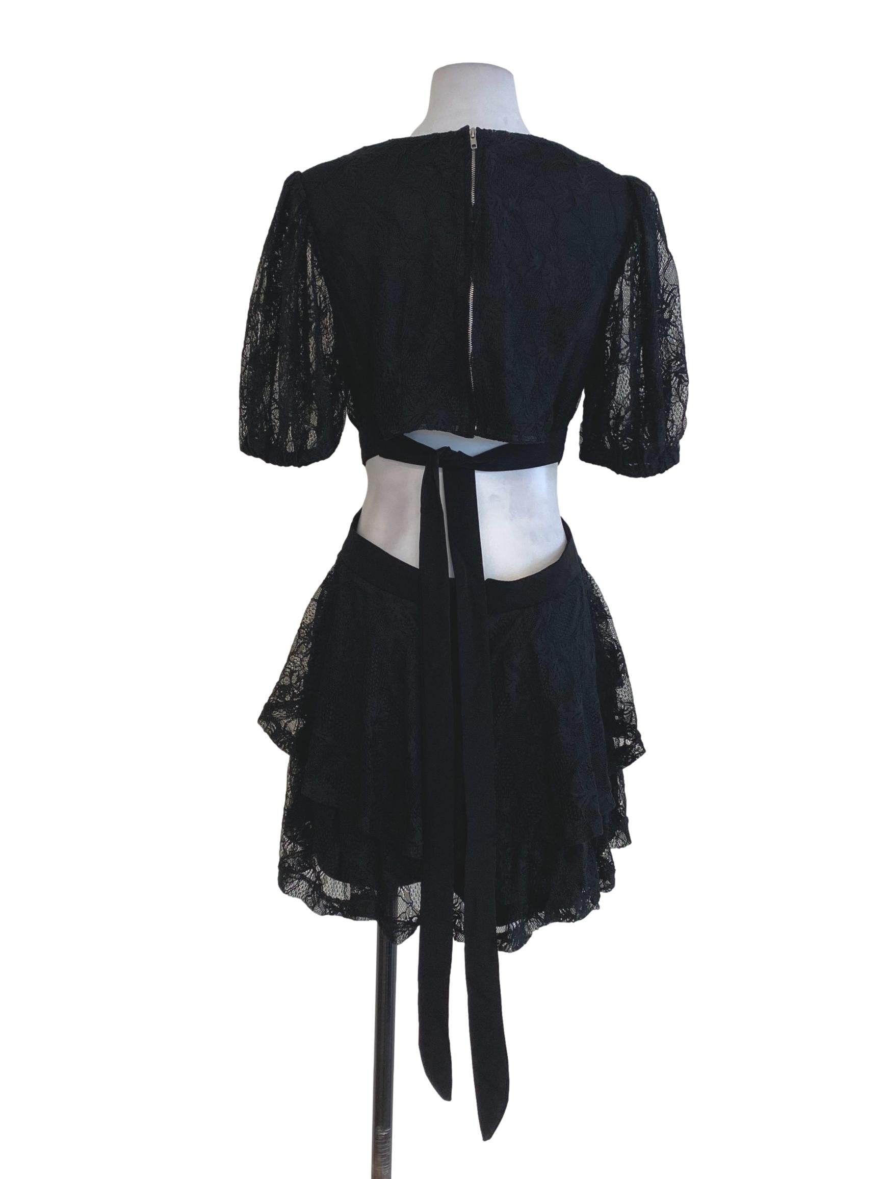 Black Floral Laced Rompers