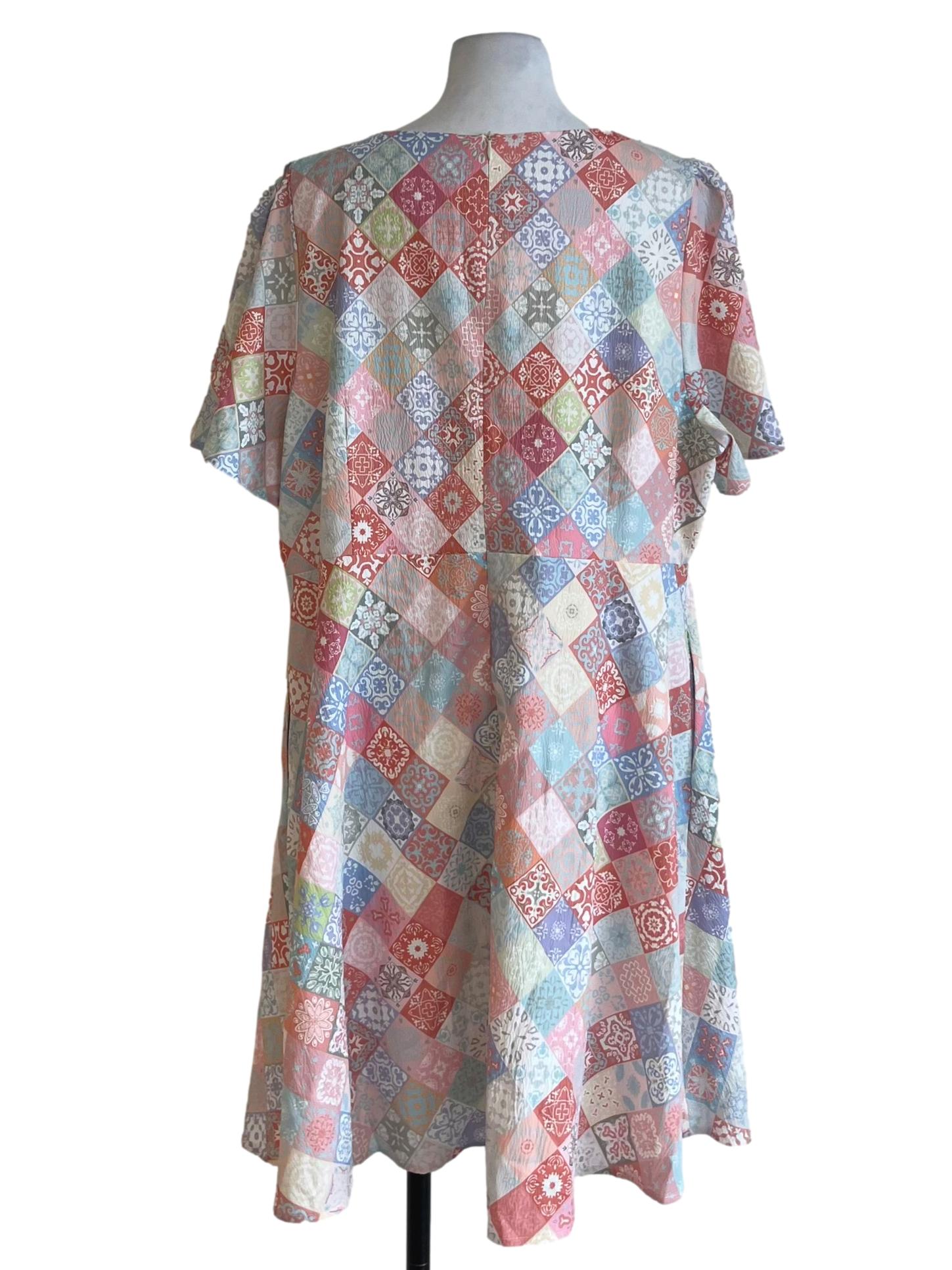 Pink Abstract Empire Dress