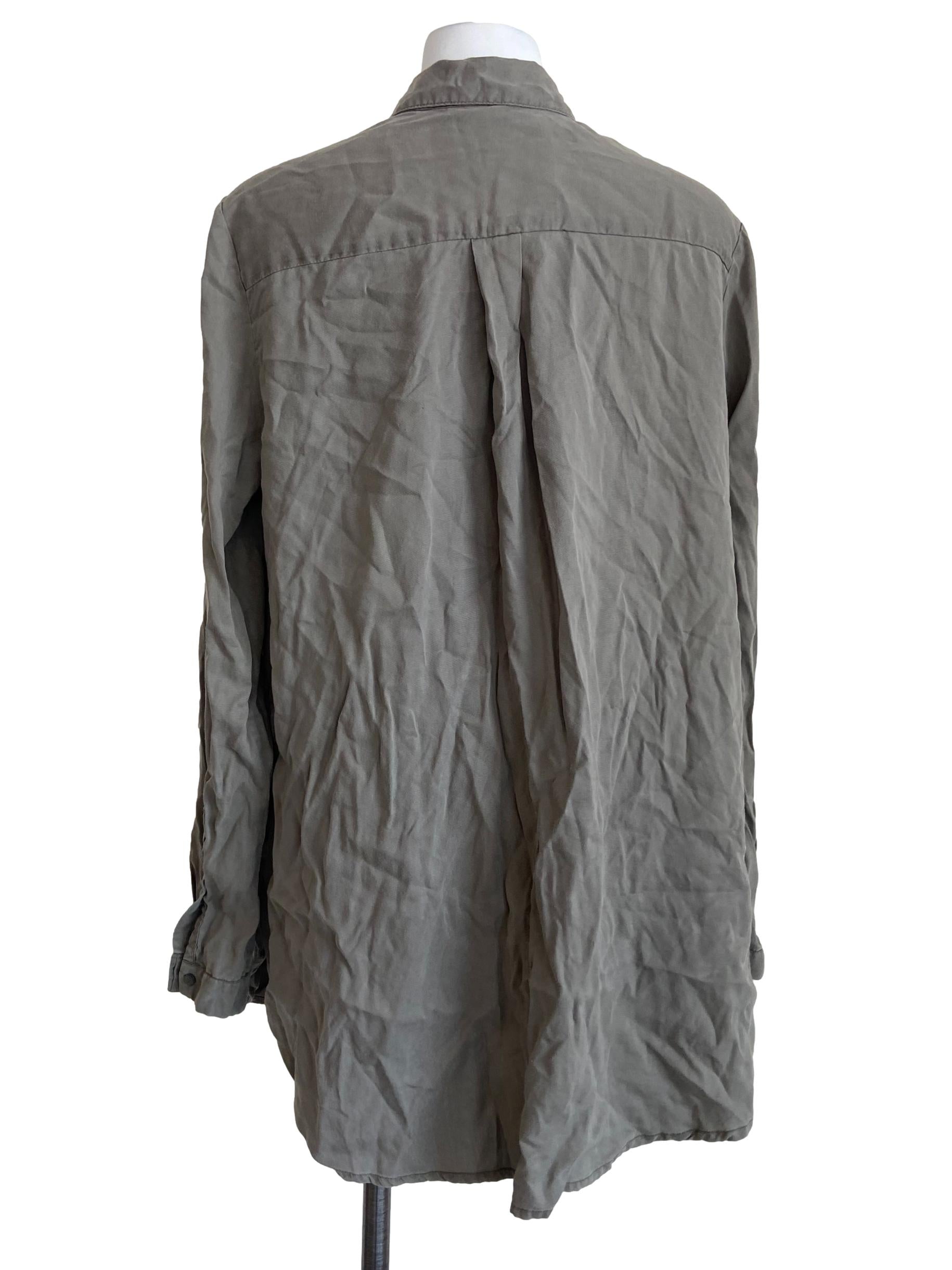 Crocodile Green Button Down Blouse