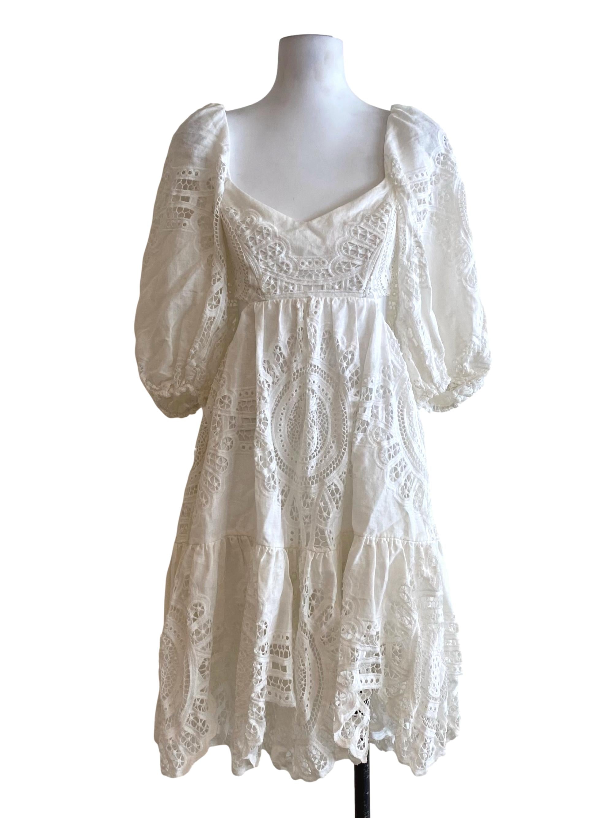 Chalk White Lace Pattern Dress