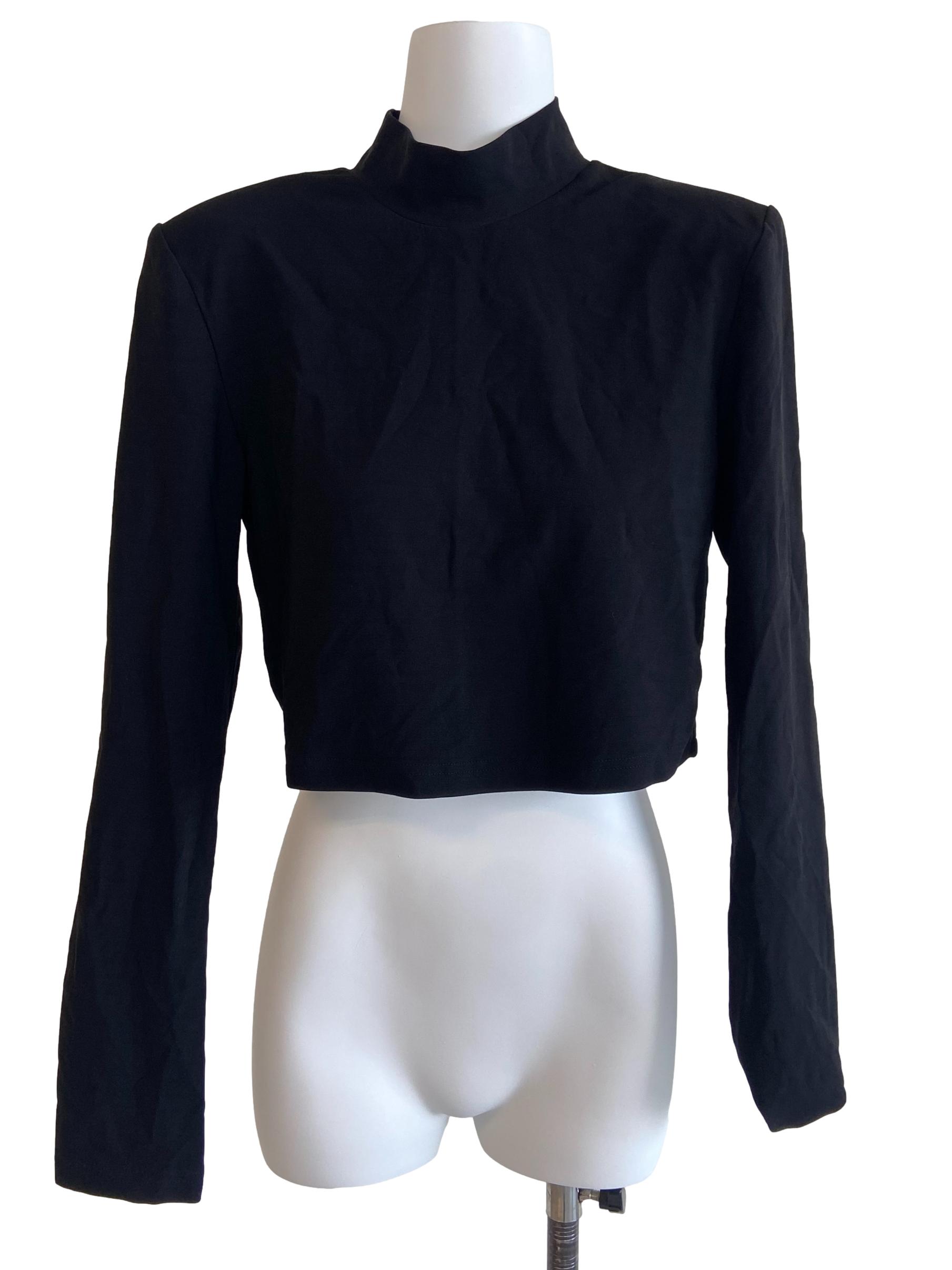 Black High Neck Crop Top