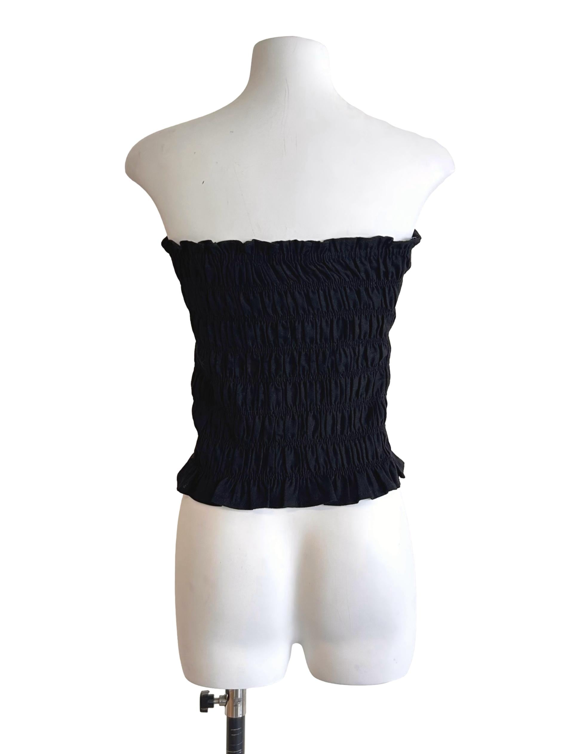 Black Smocked Strapless Tube Top
