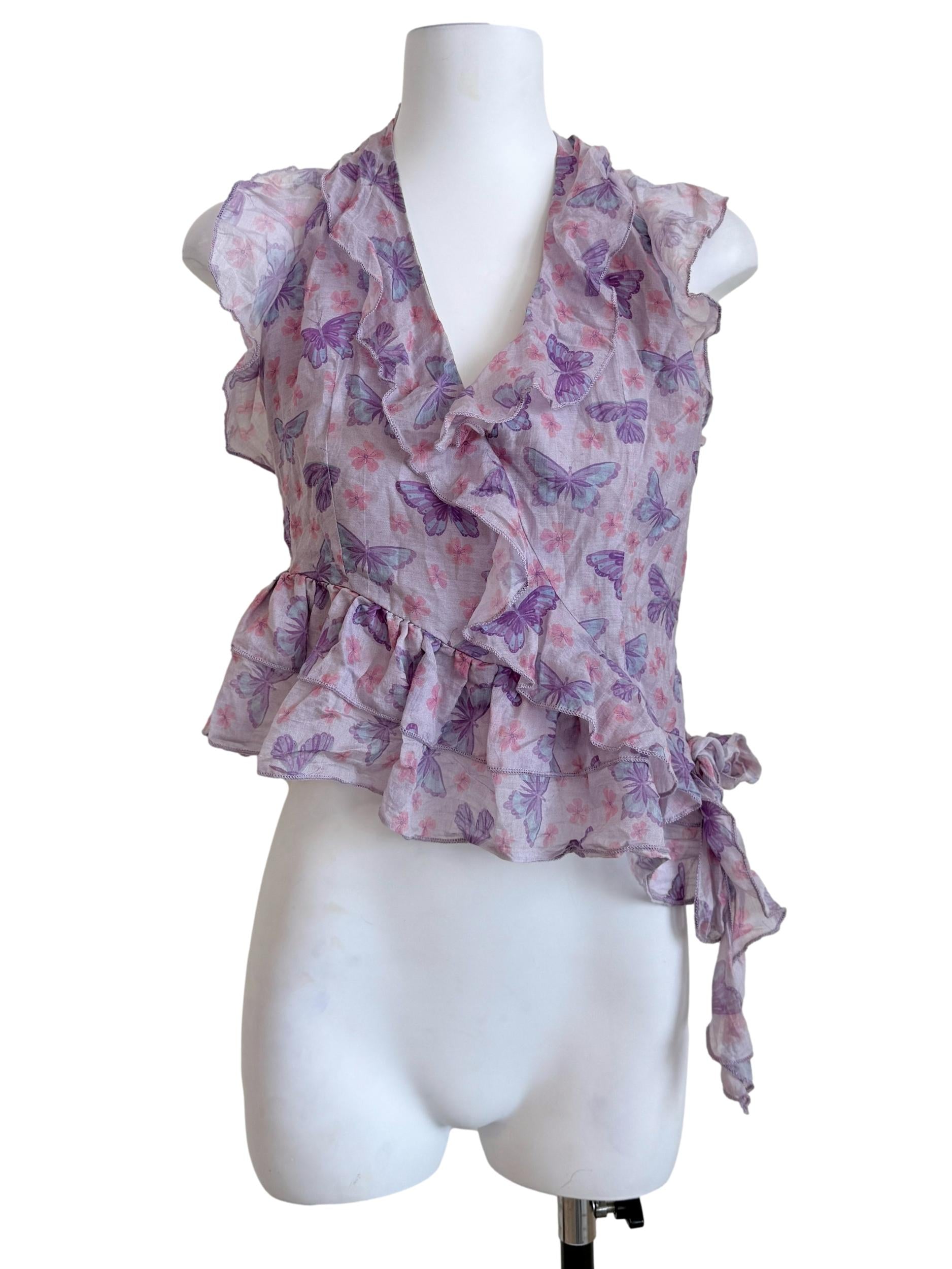 Iris Purple Ruffle Halter Neck Top