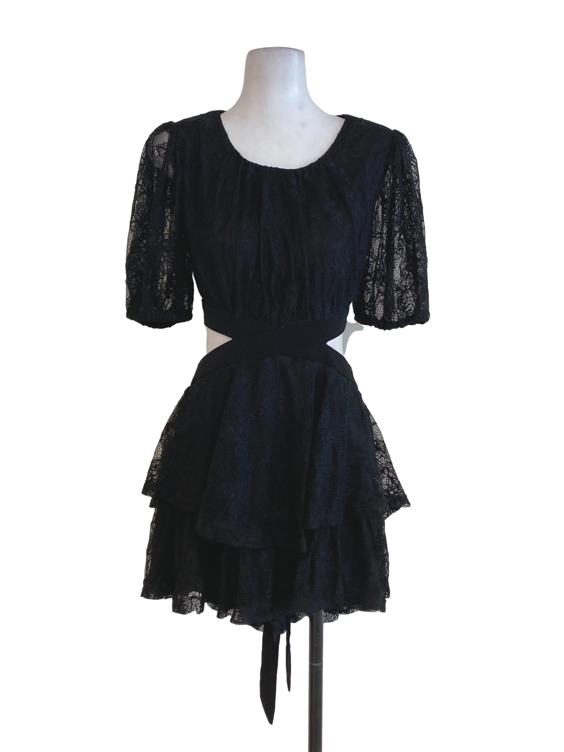 Black Floral Laced Rompers