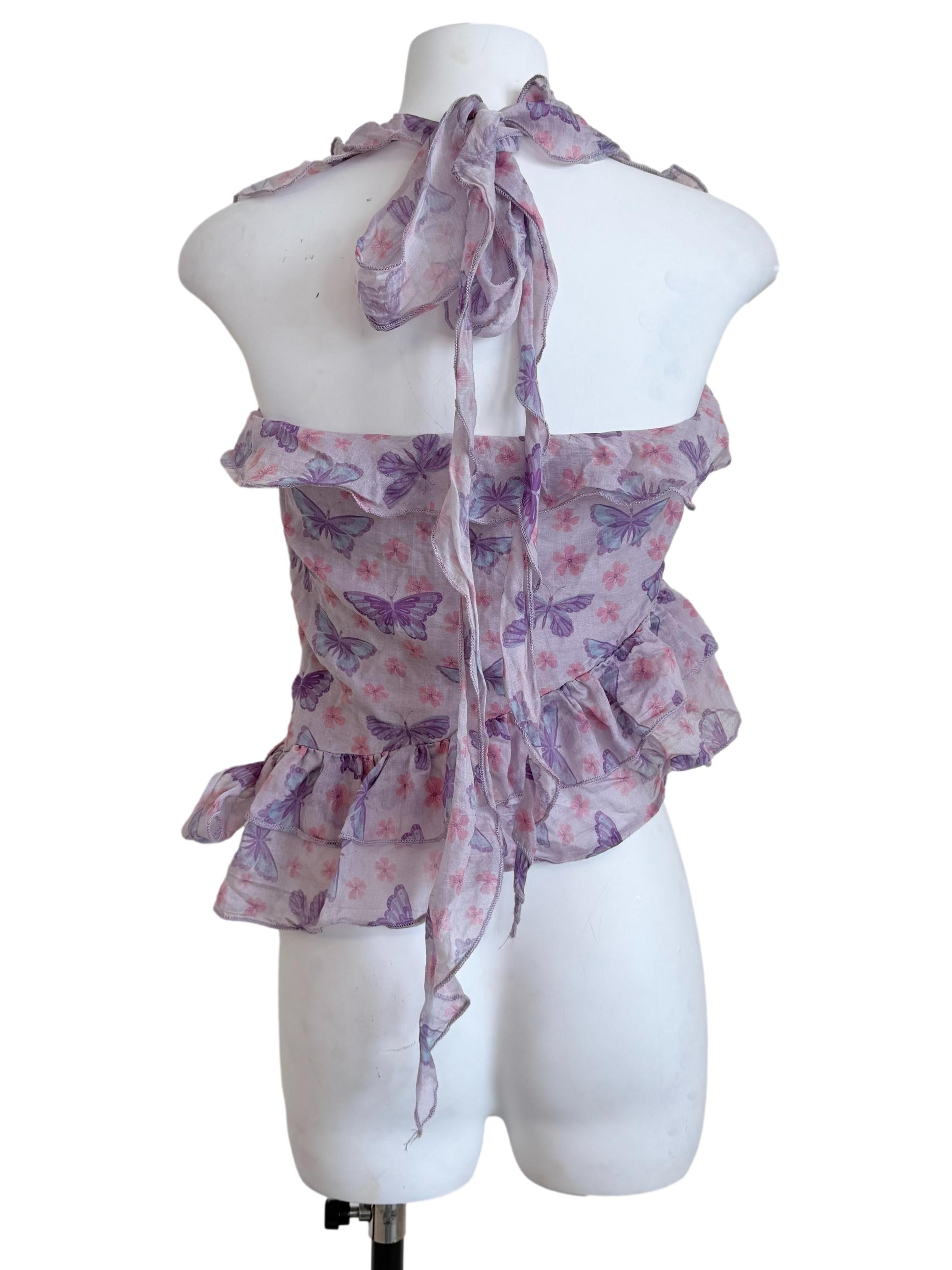 Iris Purple Ruffle Halter Neck Top