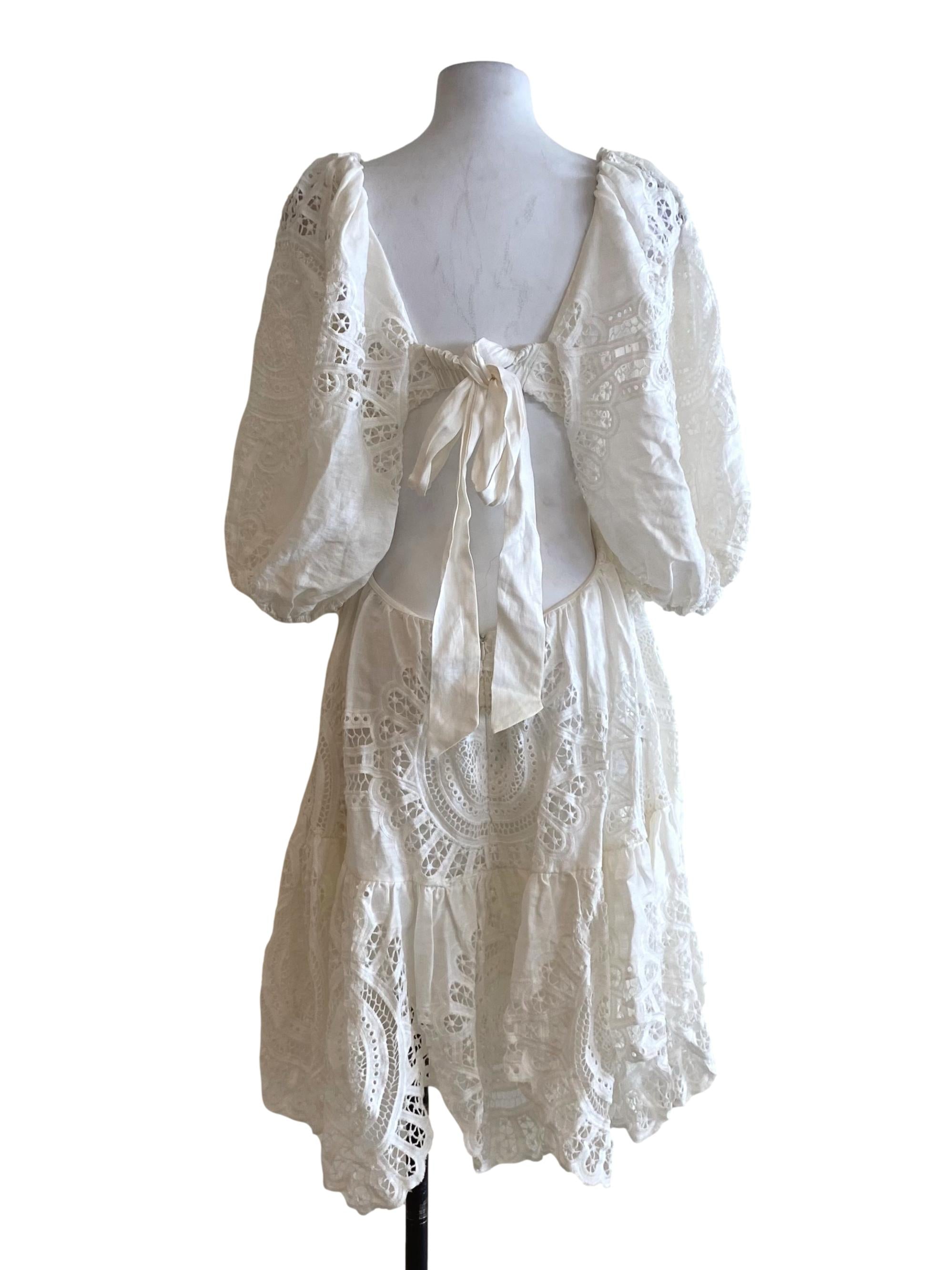 Chalk White Lace Pattern Dress