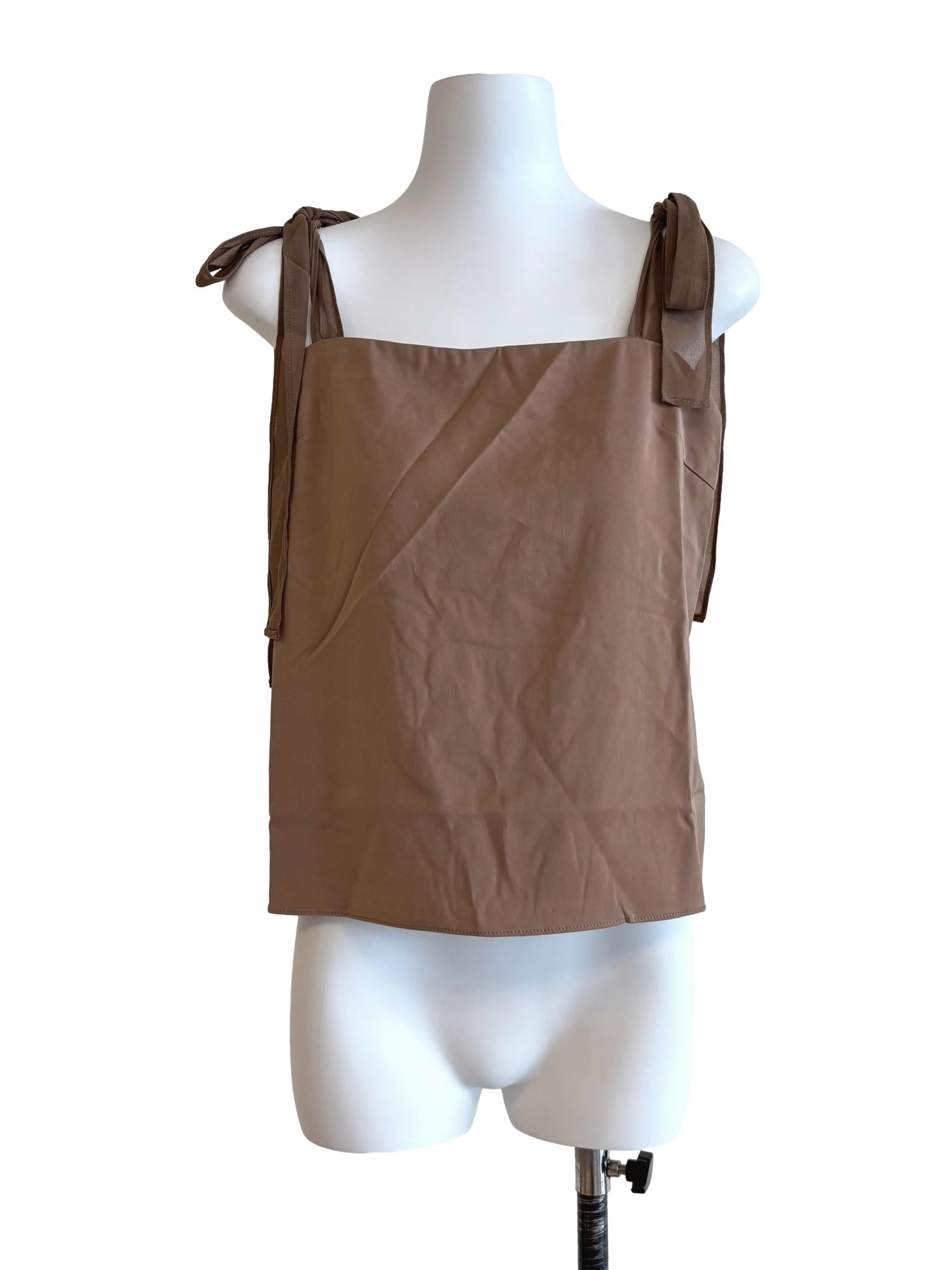 Tortilla Brown Ribbon Strap Camisole