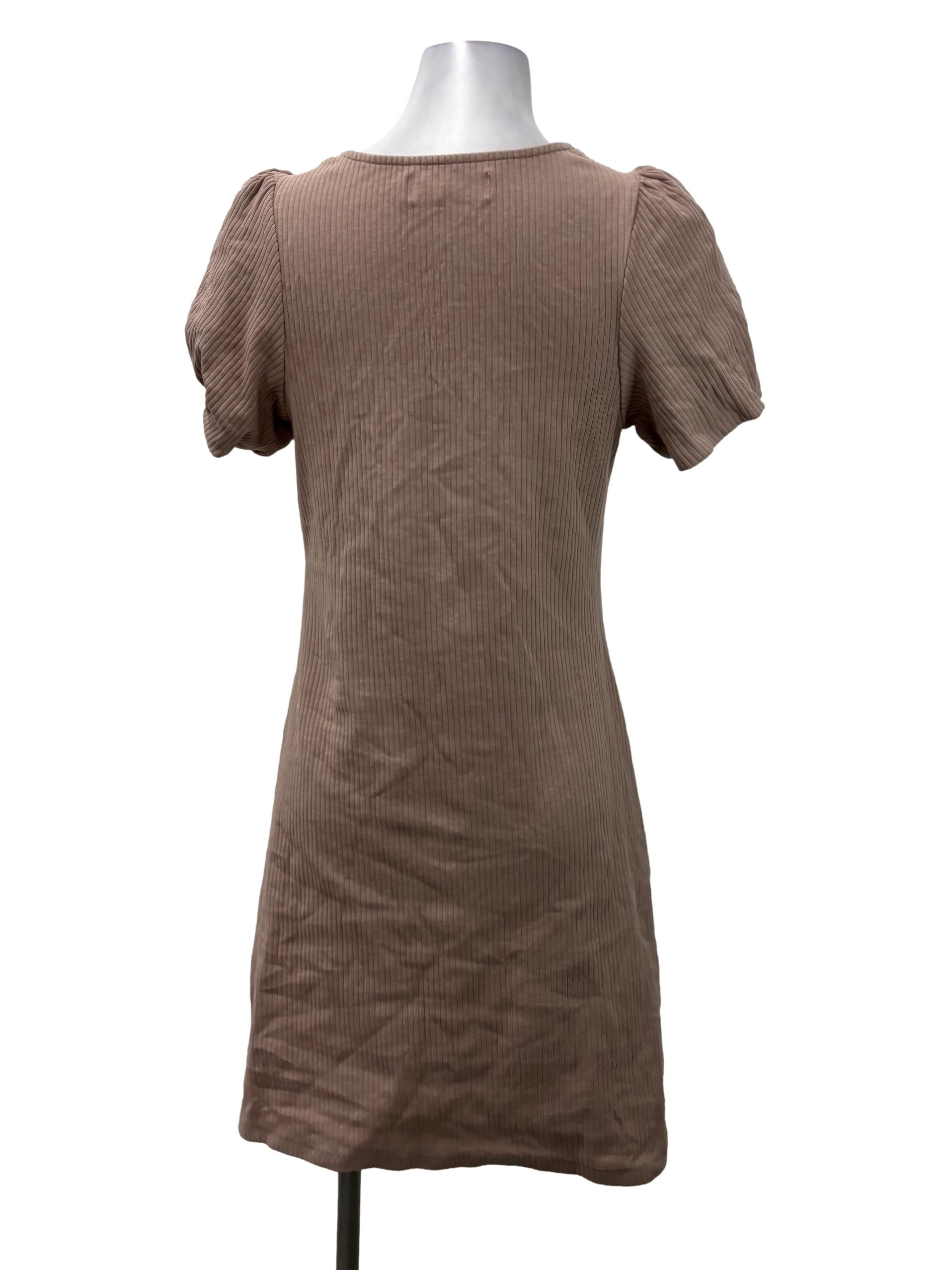Nude Ribbed Square Neck Bodycon Dress TSW